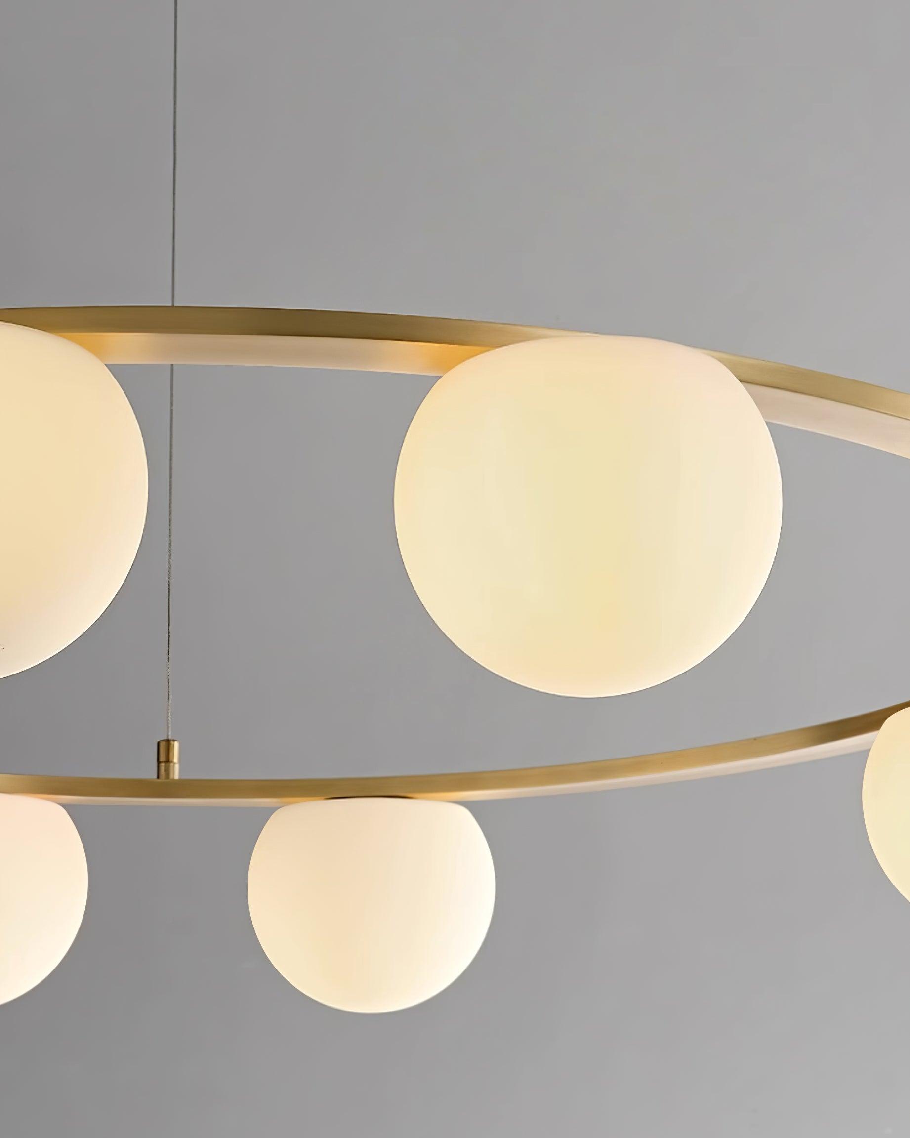 Chandelier Glass Globes Metal Ring Gold Finish Modern - Neutralighting