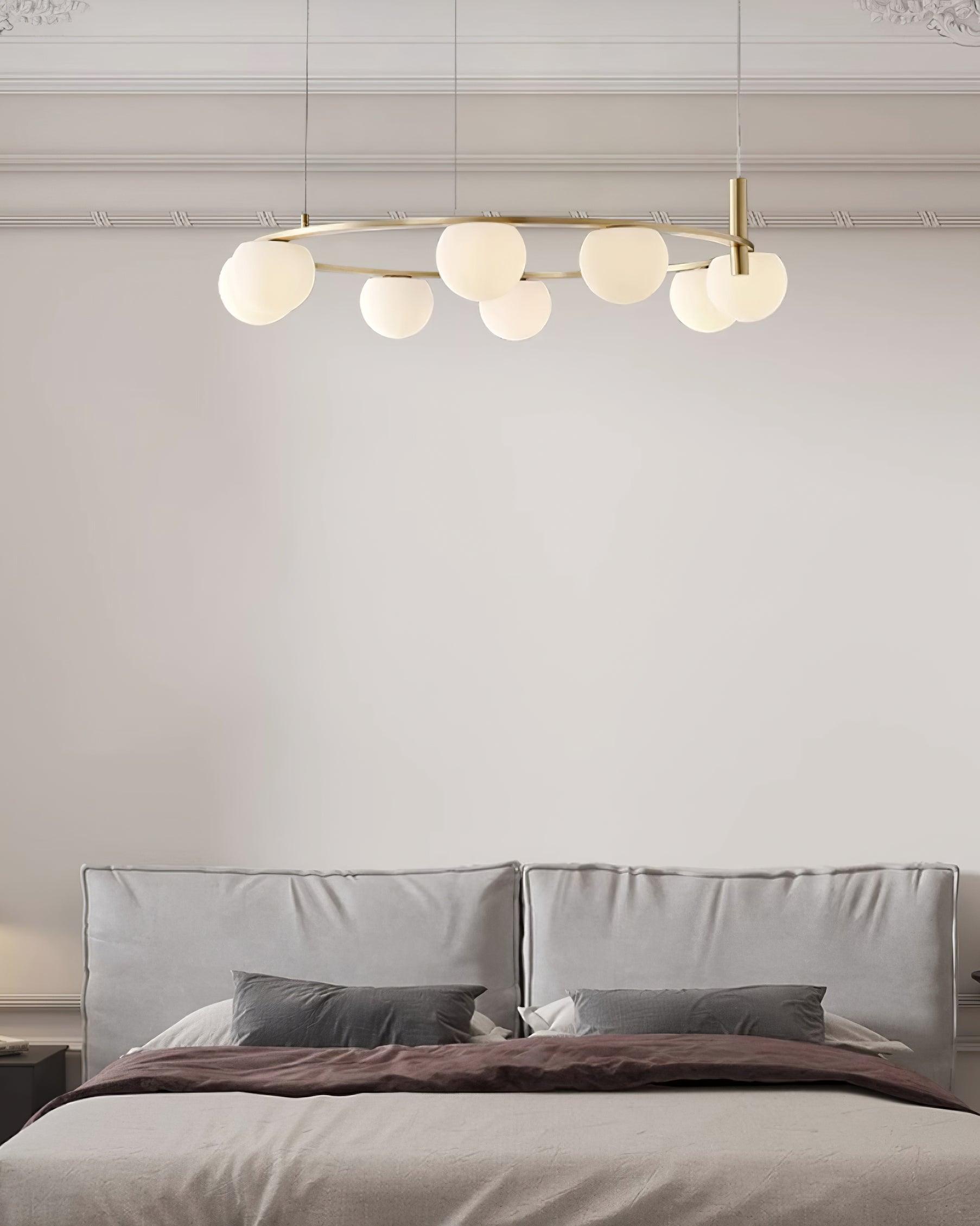 Chandelier Glass Globes Metal Ring Gold Finish Modern - Neutralighting
