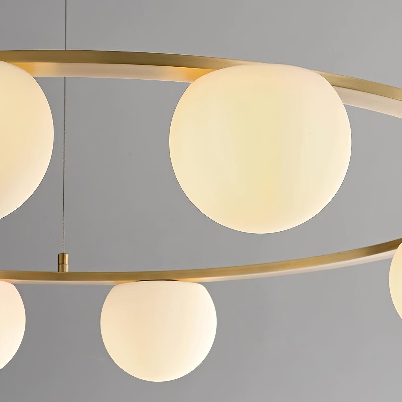 Chandelier Glass Globes Metal Ring Gold Finish Modern - Neutralighting