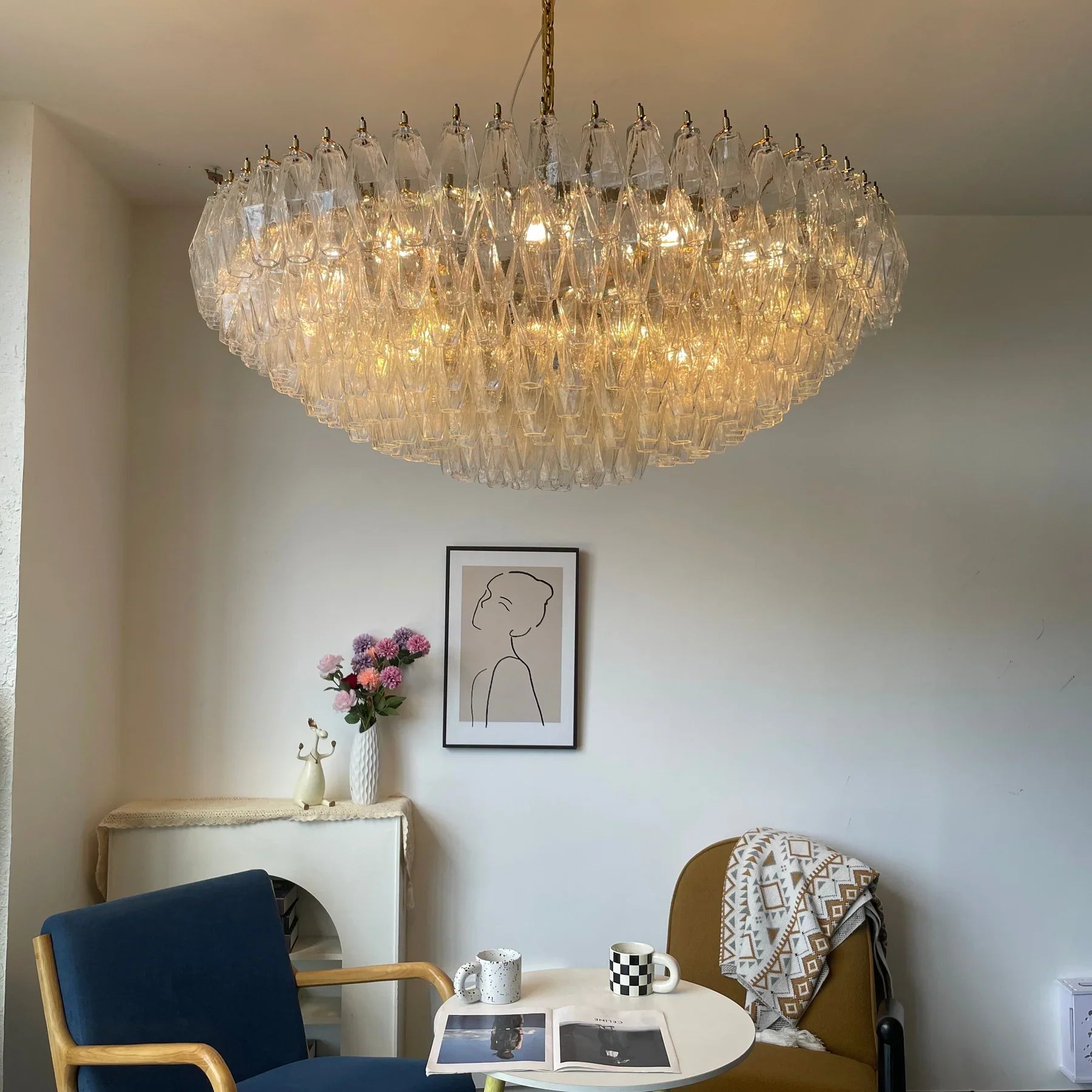 Aurora Chandelier Clear Murano Glass Polyhedron Vintage