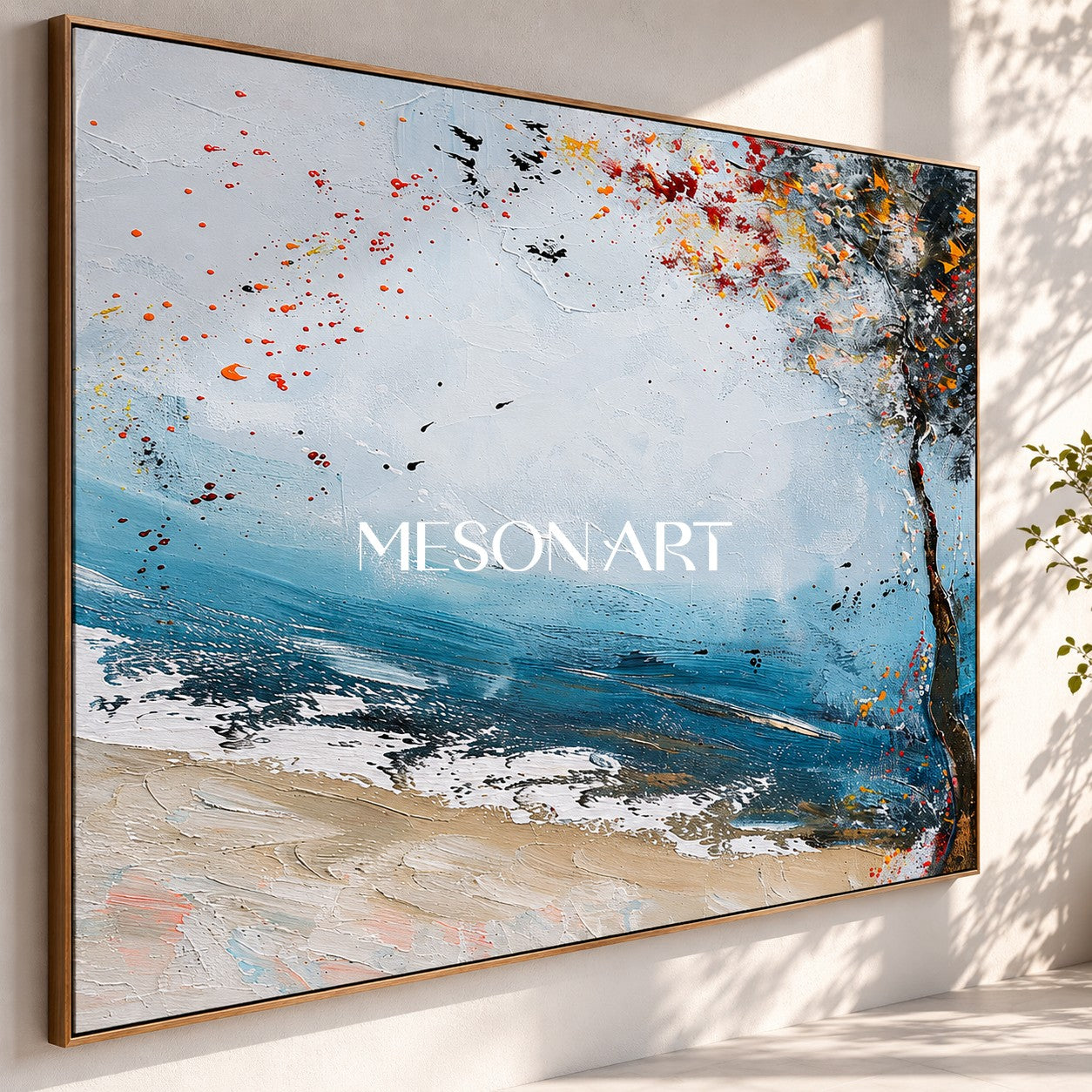 Abstract Coastal Autumn Tree Oil Painting