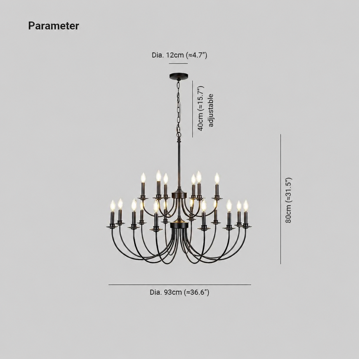 Silva LED Chandelier Black Metal Bedroom Living Room Ding Room