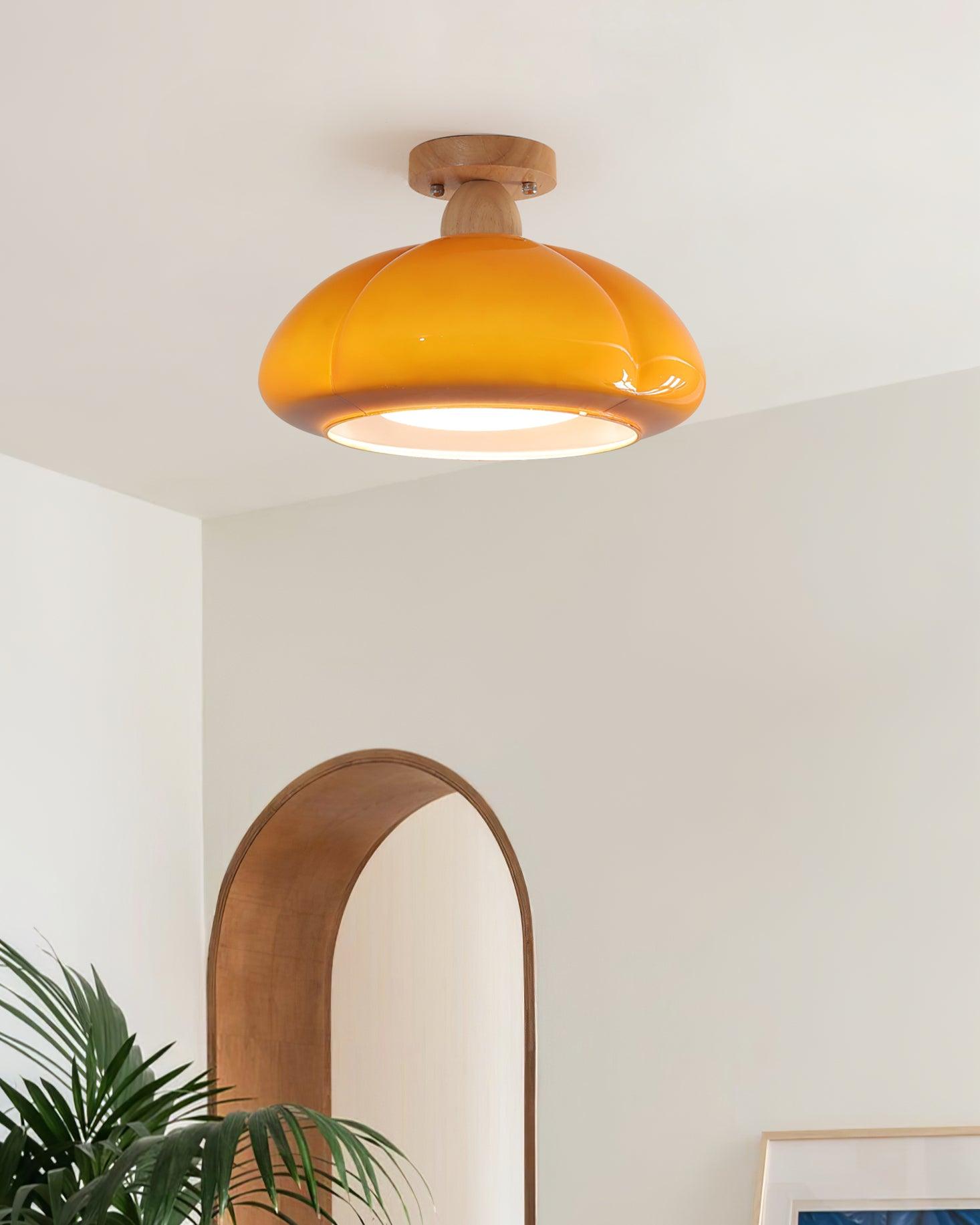 Ambrina Amber Glass Semi Flush Mount Ceiling Light - Neutralighting