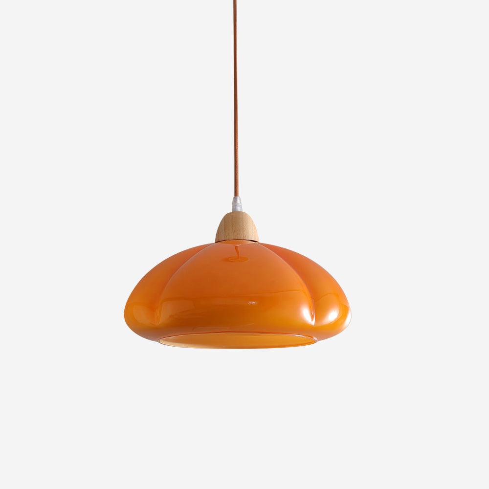 Pendant Lamp Rounded Glass Shade Wood Accent Playful Modern Touch - Neutralighting