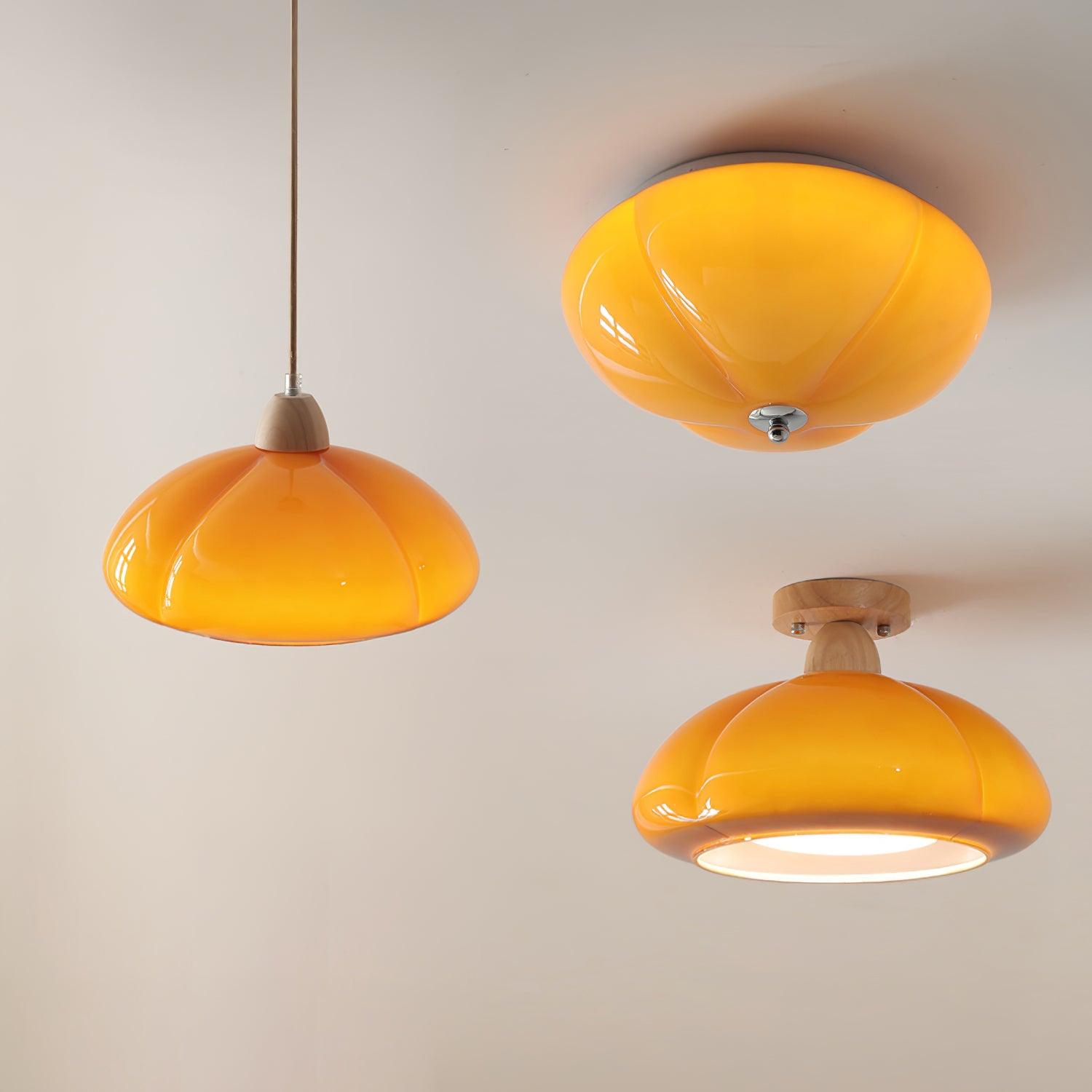Pendant Lamp Rounded Glass Shade Wood Accent Playful Modern Touch - Neutralighting