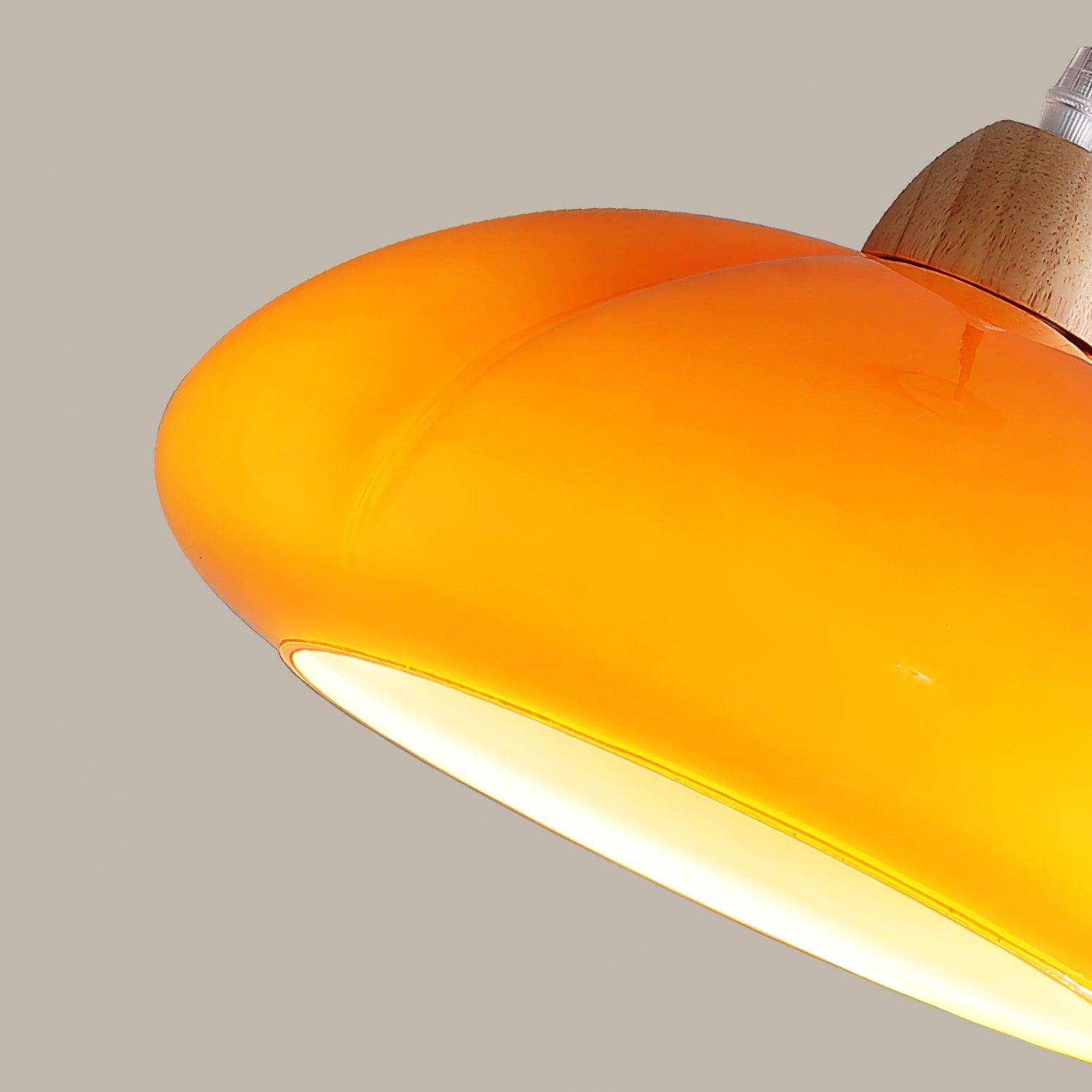 Pendant Lamp Rounded Glass Shade Wood Accent Playful Modern Touch - Neutralighting