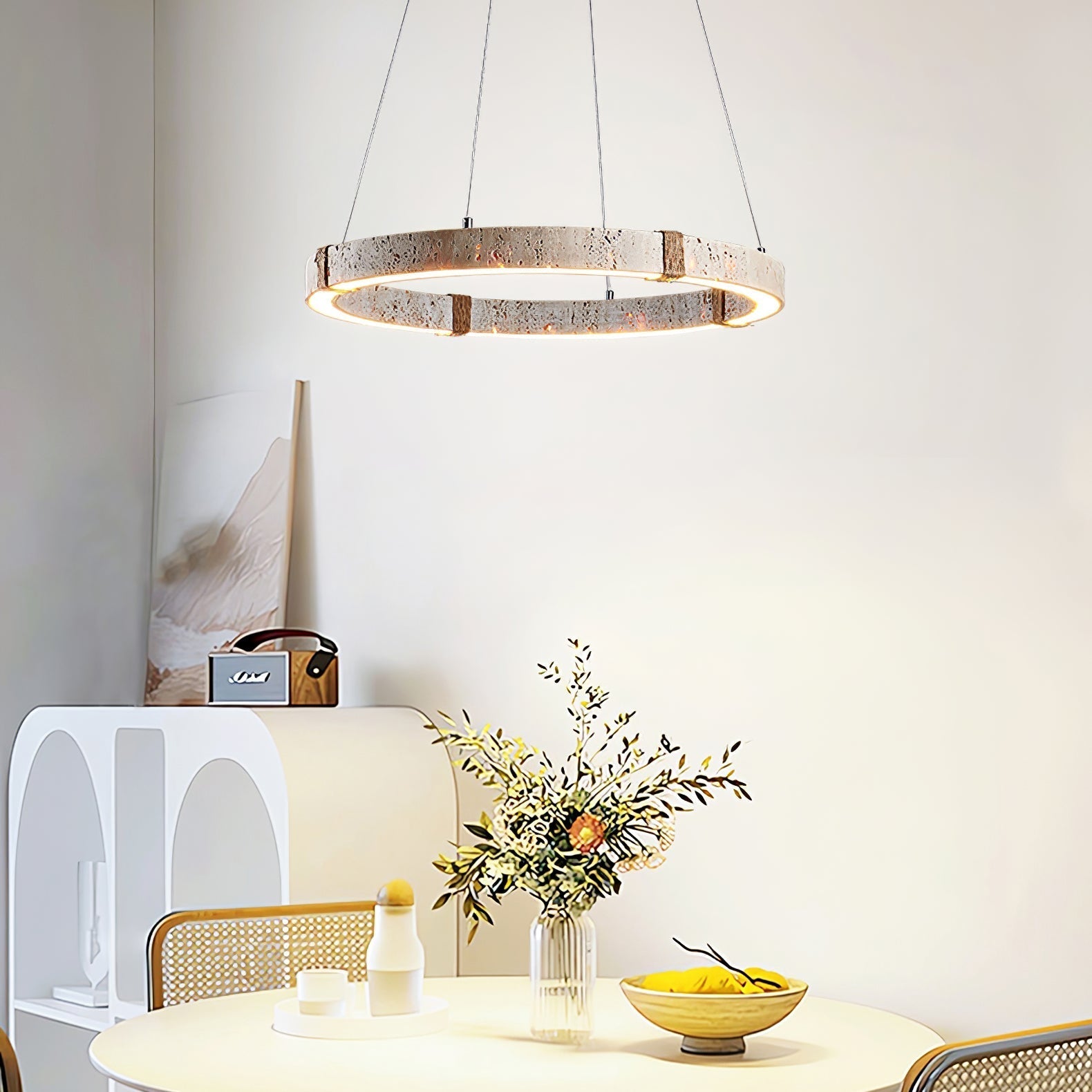 Ritta Ring Travertine Pendant Light - Neutralighting