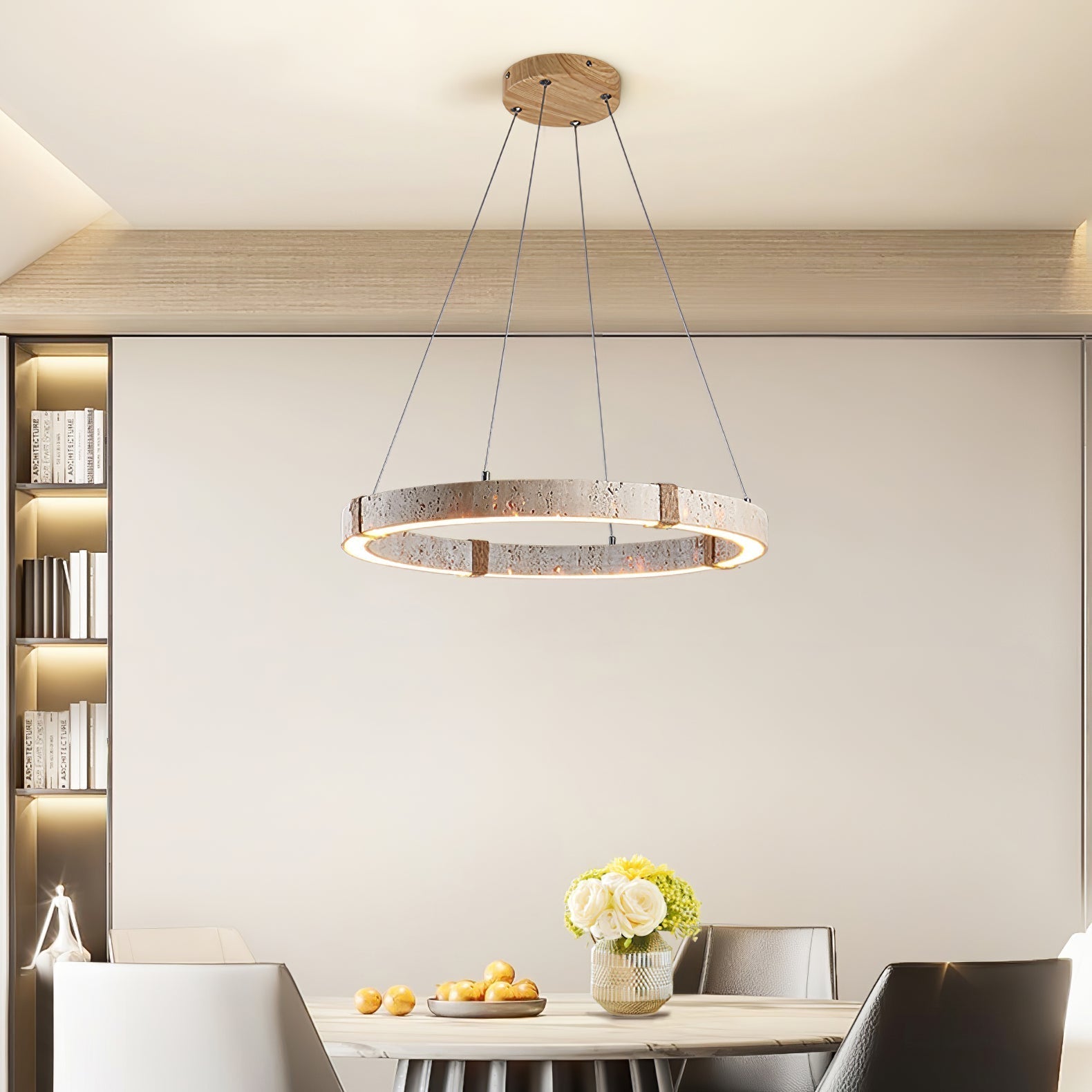 Ritta Ring Travertine Pendant Light - Neutralighting
