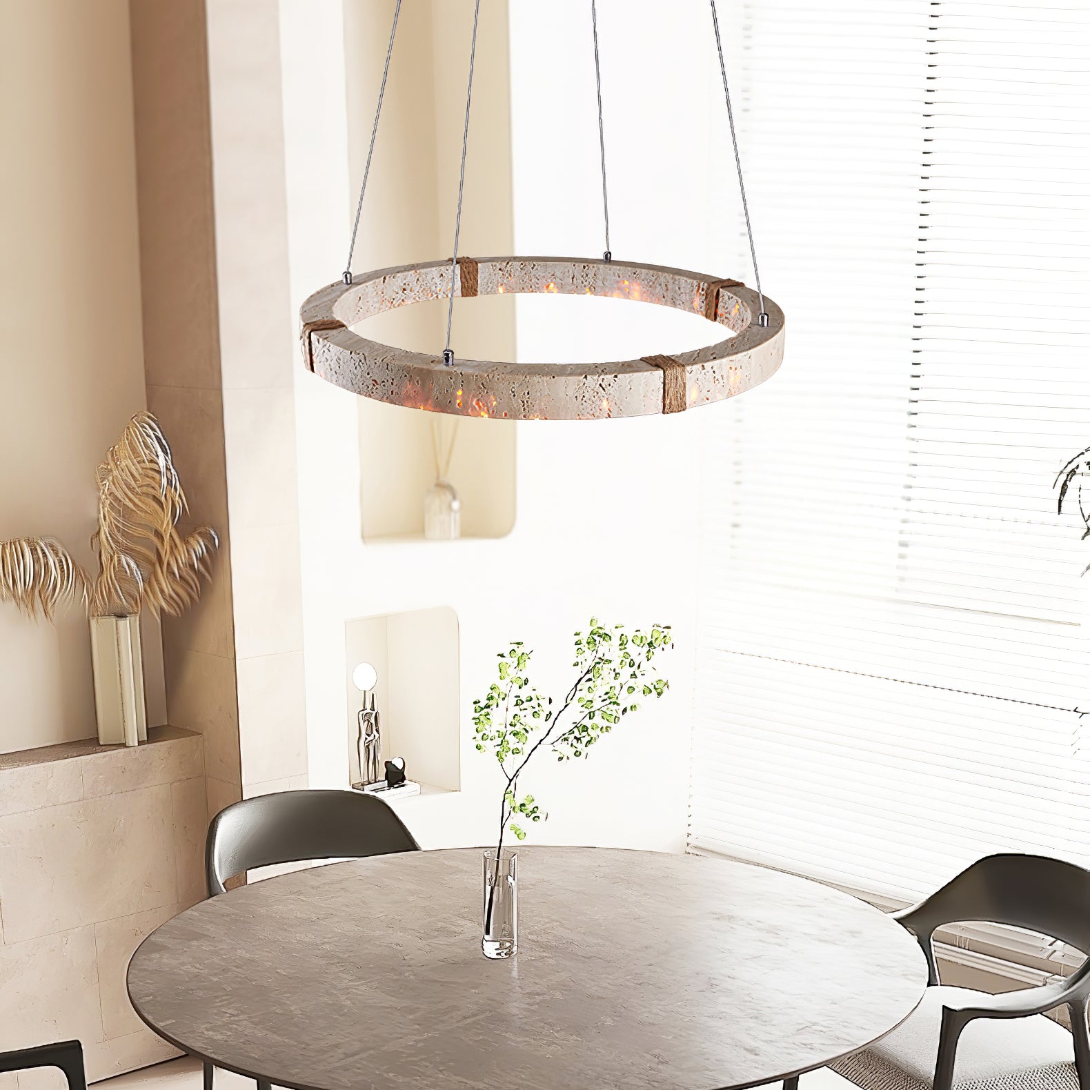 Ritta Ring Travertine Pendant Light - Neutralighting