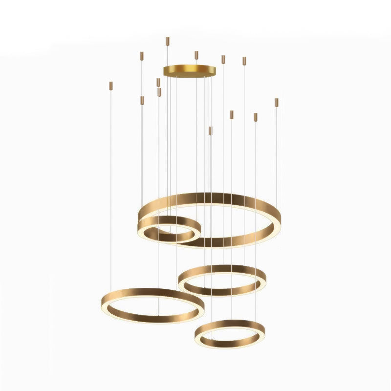 Arisha Modern LED Metal Large Multi Ring Adjustable Living/Dining Room Pendant Light, Gold - Neutralighting