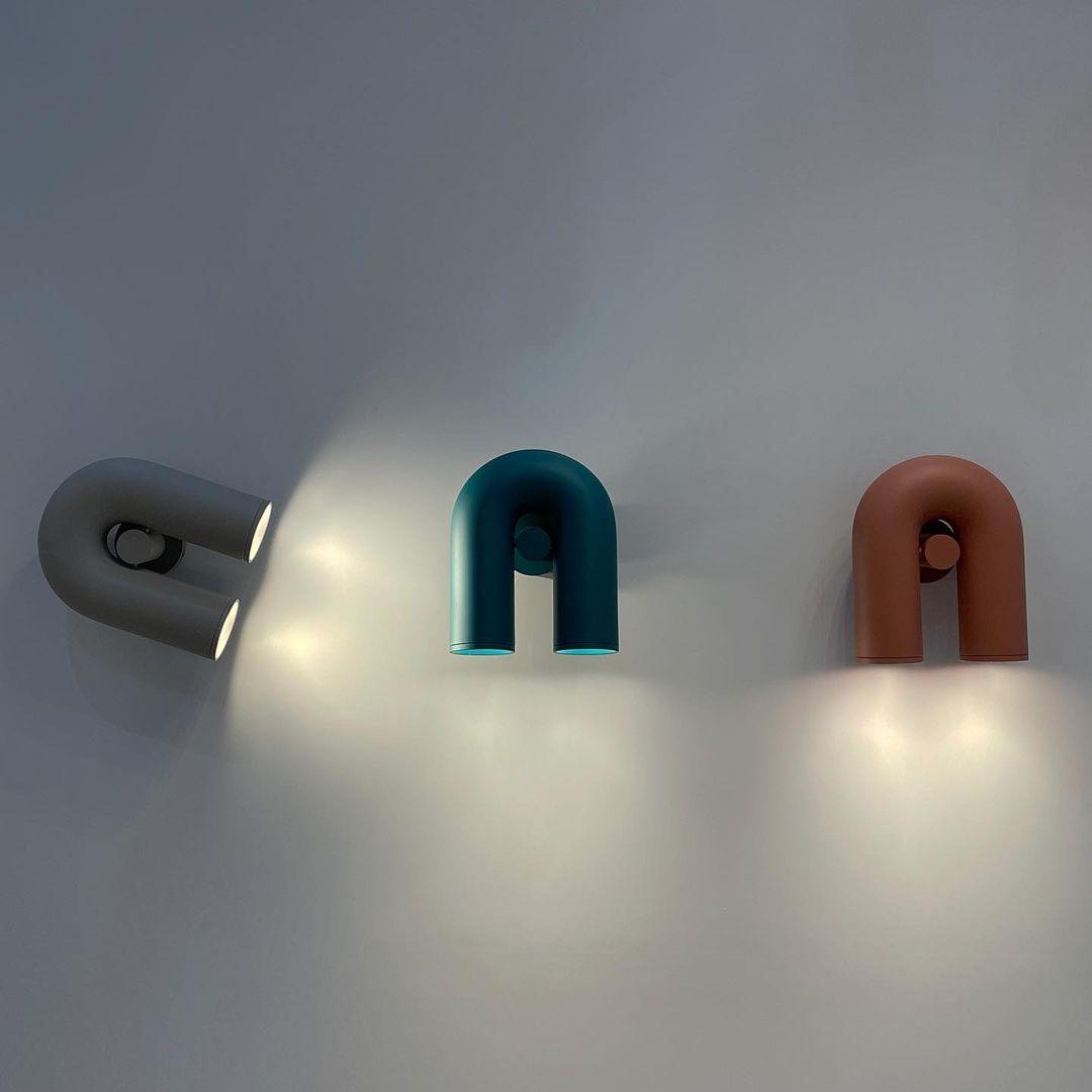 Arisha Wall Lamp U-shaped Design LED Metal, Black/Blue/Gray/Red, Bedroom - Neutralighting