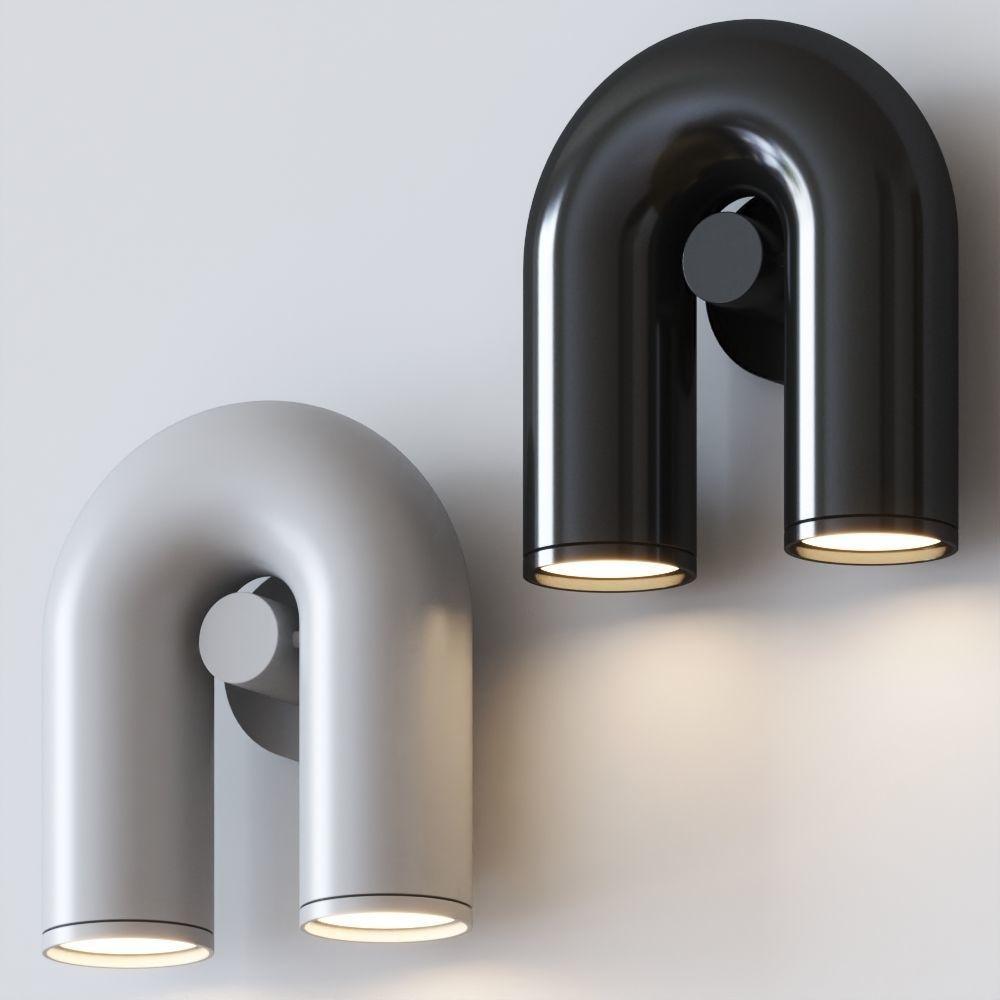 Arisha Wall Lamp U-shaped Design LED Metal, Black/Blue/Gray/Red, Bedroom - Neutralighting