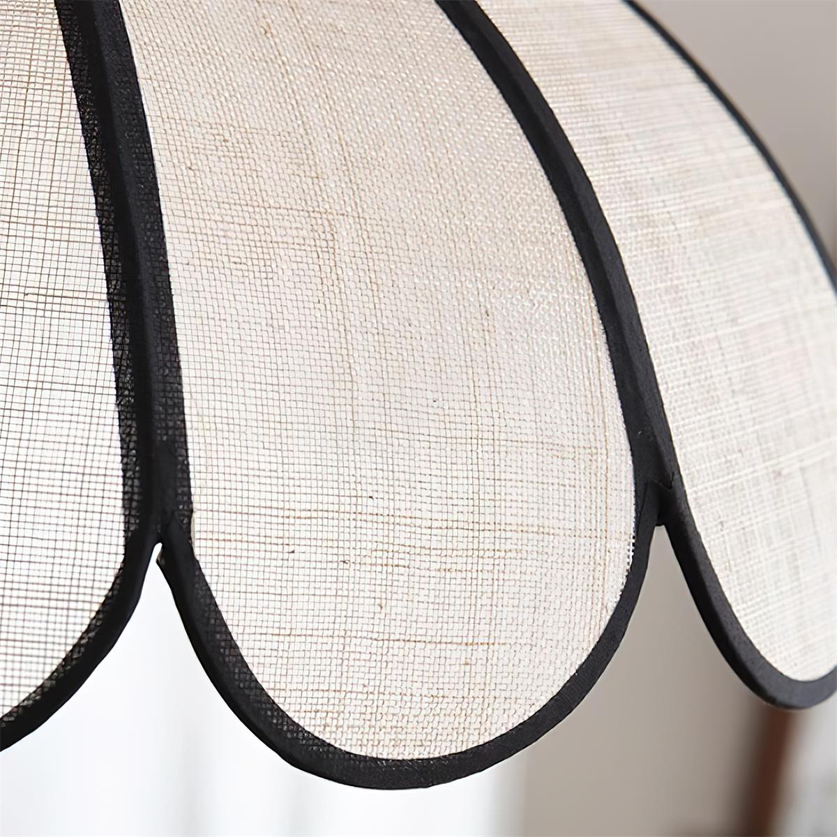 Pendant Lamp Scalloped Plant Fiber Shade Metal Frame Minimalist - Neutralighting