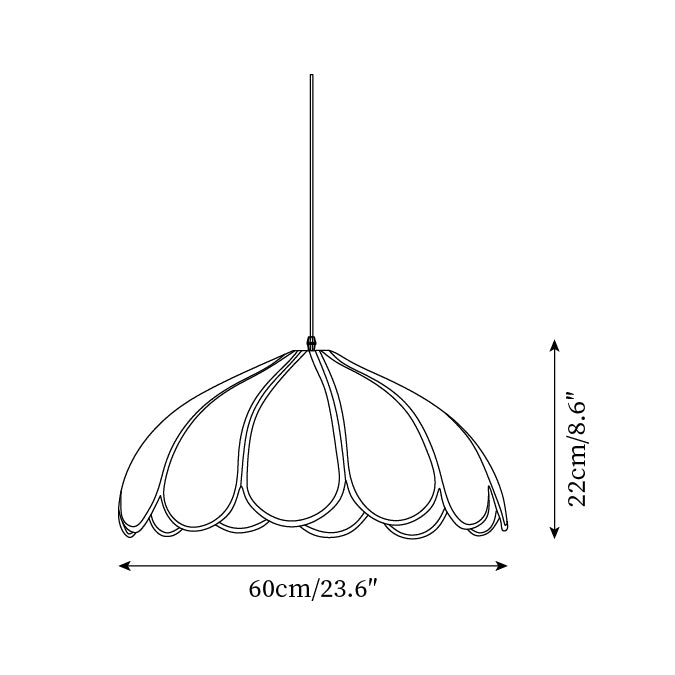 Pendant Lamp Scalloped Plant Fiber Shade Metal Frame Minimalist - Neutralighting