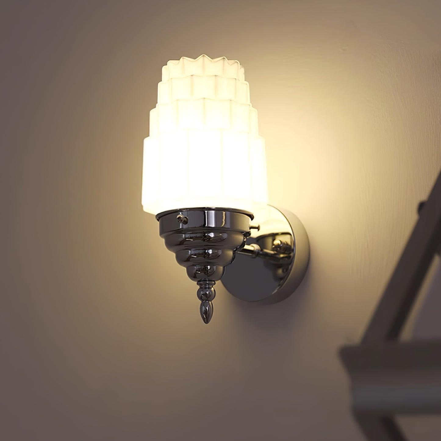 Wall Lamp Metal Body Glass Cylinder Shade Art Deco Bedroom - Neutralighting