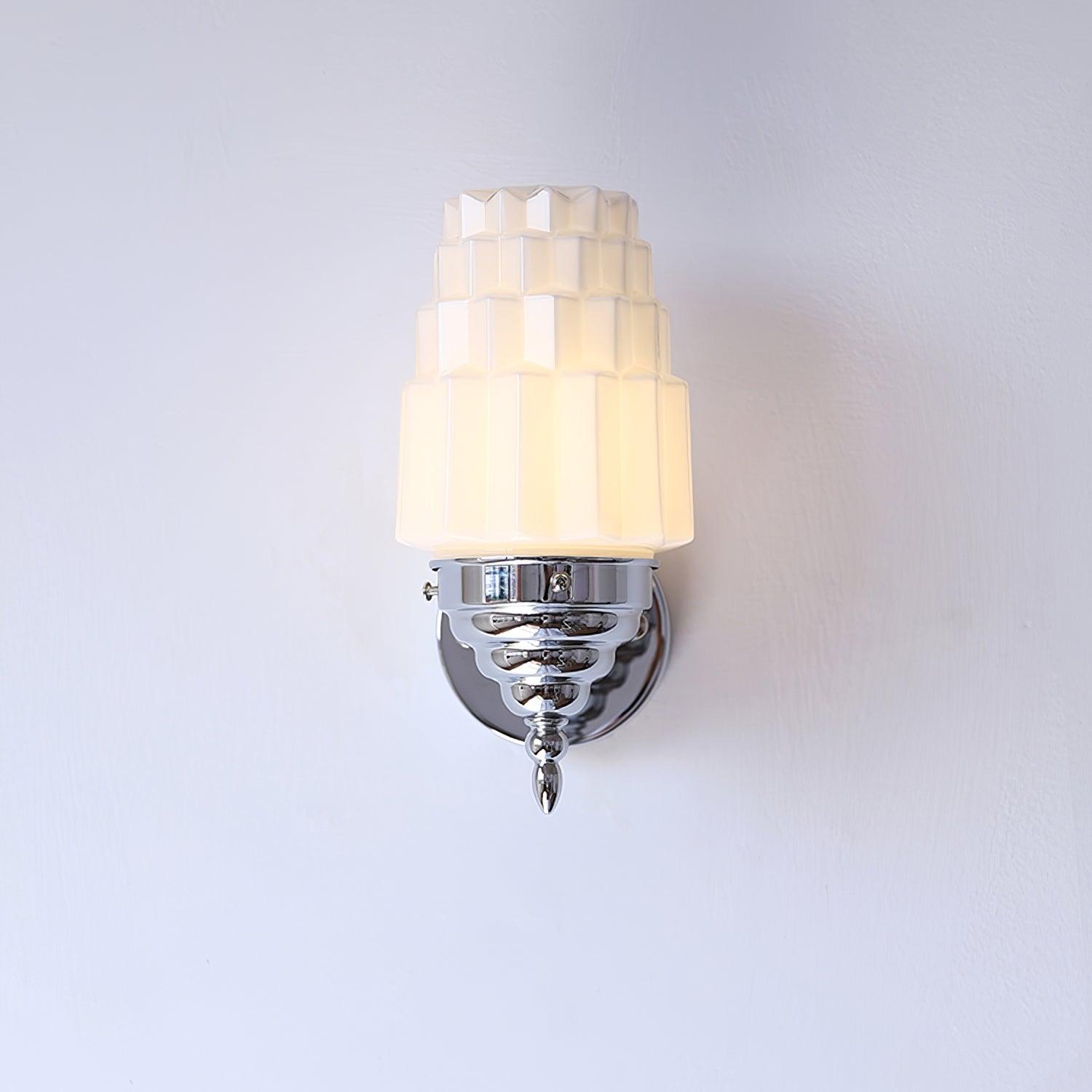 Wall Lamp Metal Body Glass Cylinder Shade Art Deco Bedroom - Neutralighting