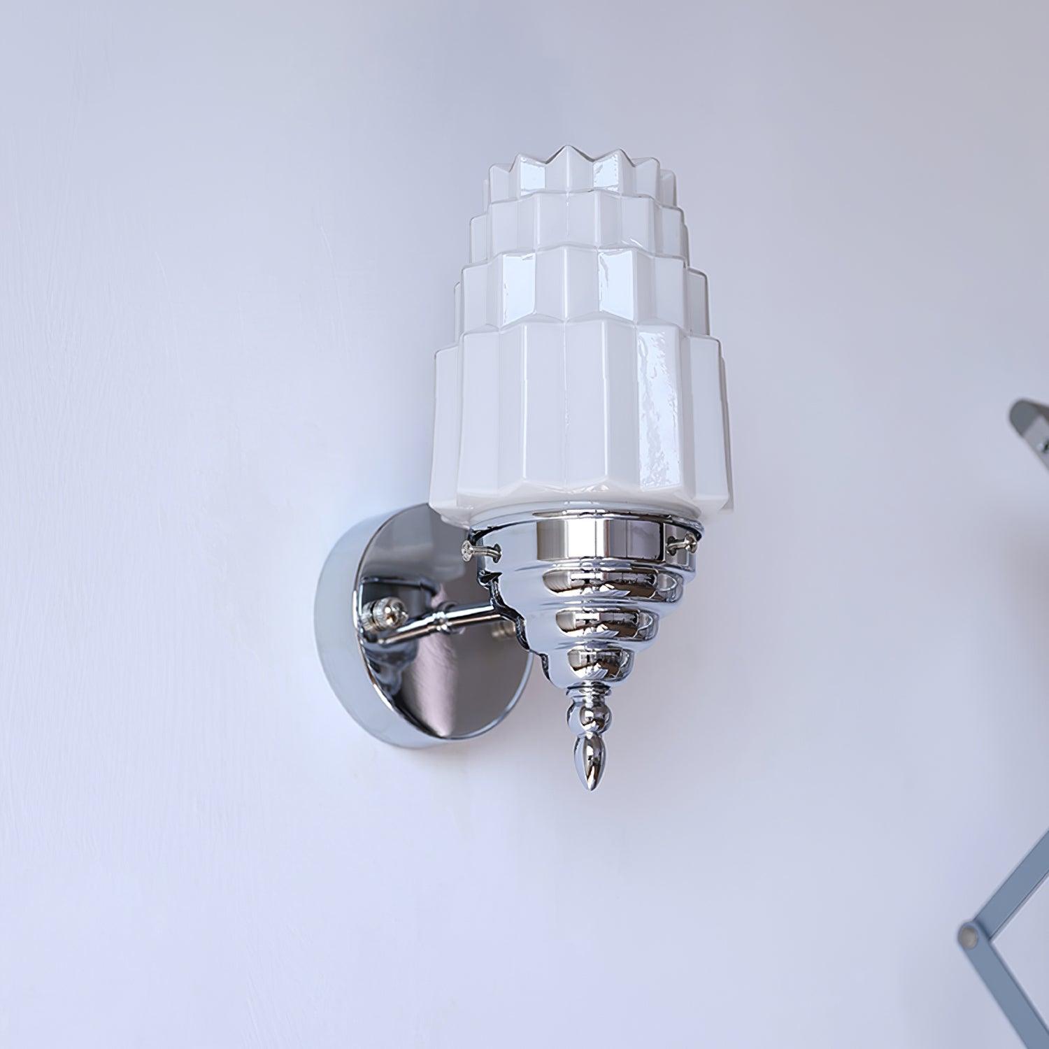 Wall Lamp Metal Body Glass Cylinder Shade Art Deco Bedroom - Neutralighting