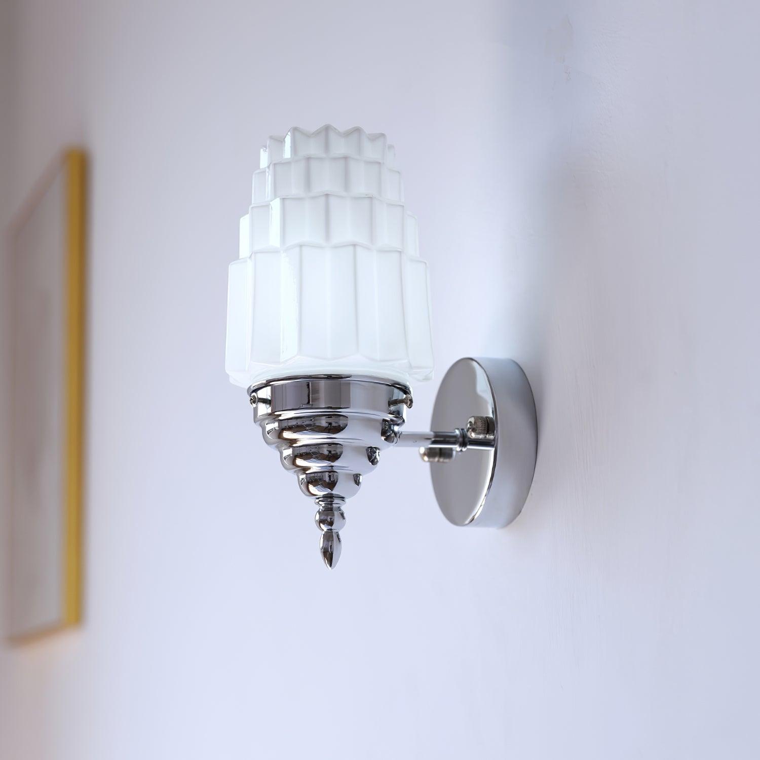 Wall Lamp Metal Body Glass Cylinder Shade Art Deco Bedroom - Neutralighting
