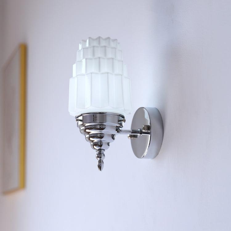 Wall Lamp Metal Body Glass Cylinder Shade Art Deco Bedroom - Neutralighting