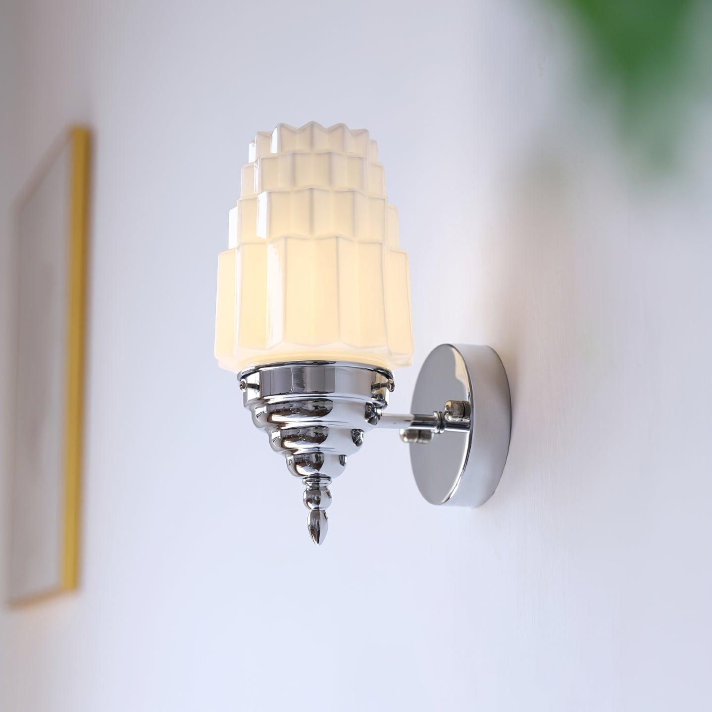 Wall Lamp Metal Body Glass Cylinder Shade Art Deco Bedroom - Neutralighting