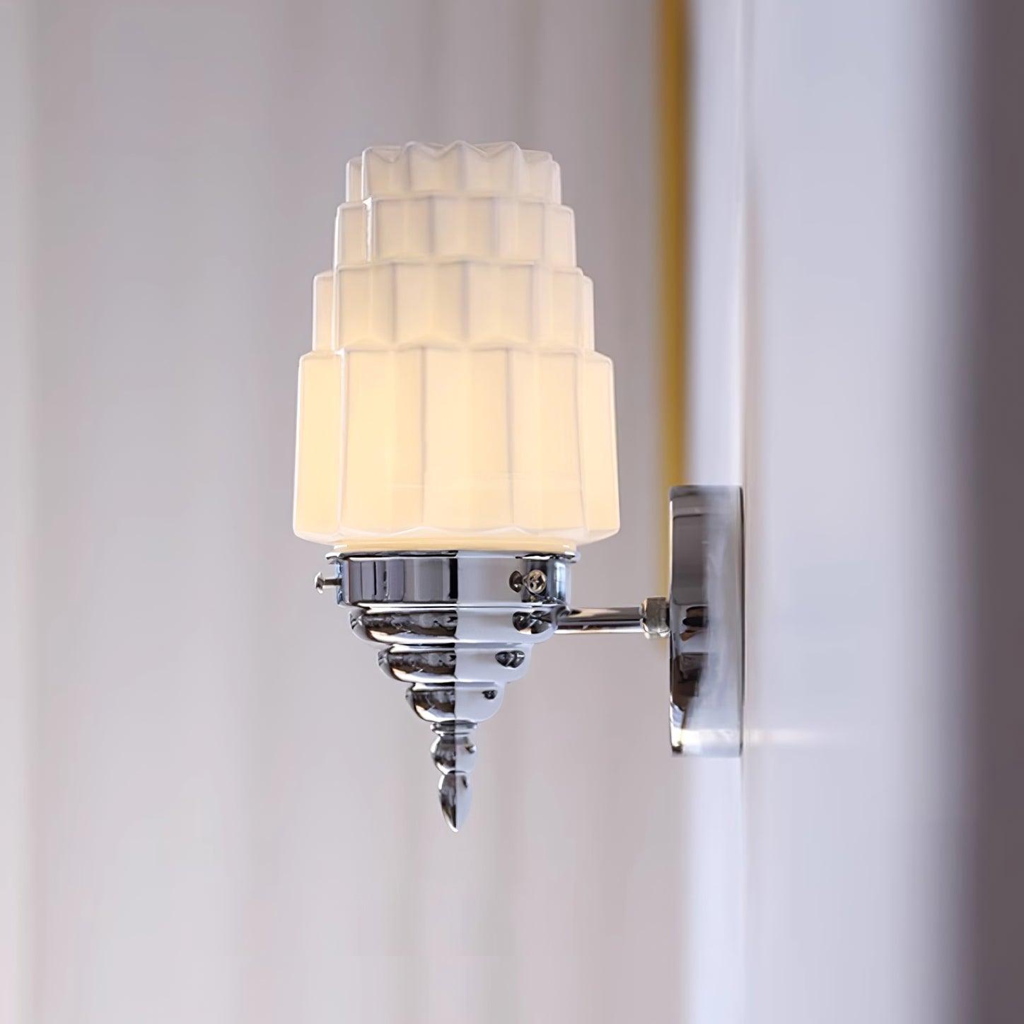 Wall Lamp Metal Body Glass Cylinder Shade Art Deco Bedroom - Neutralighting