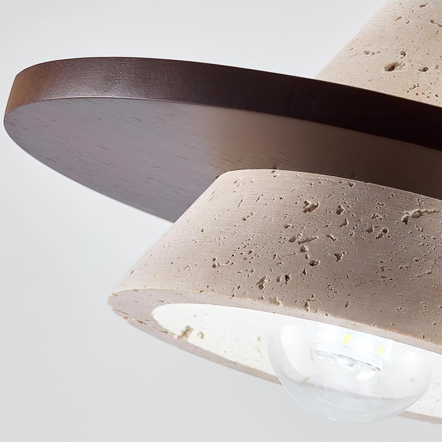 Ritta Pendant Light Wooen Disc Travertine - Neutralighting