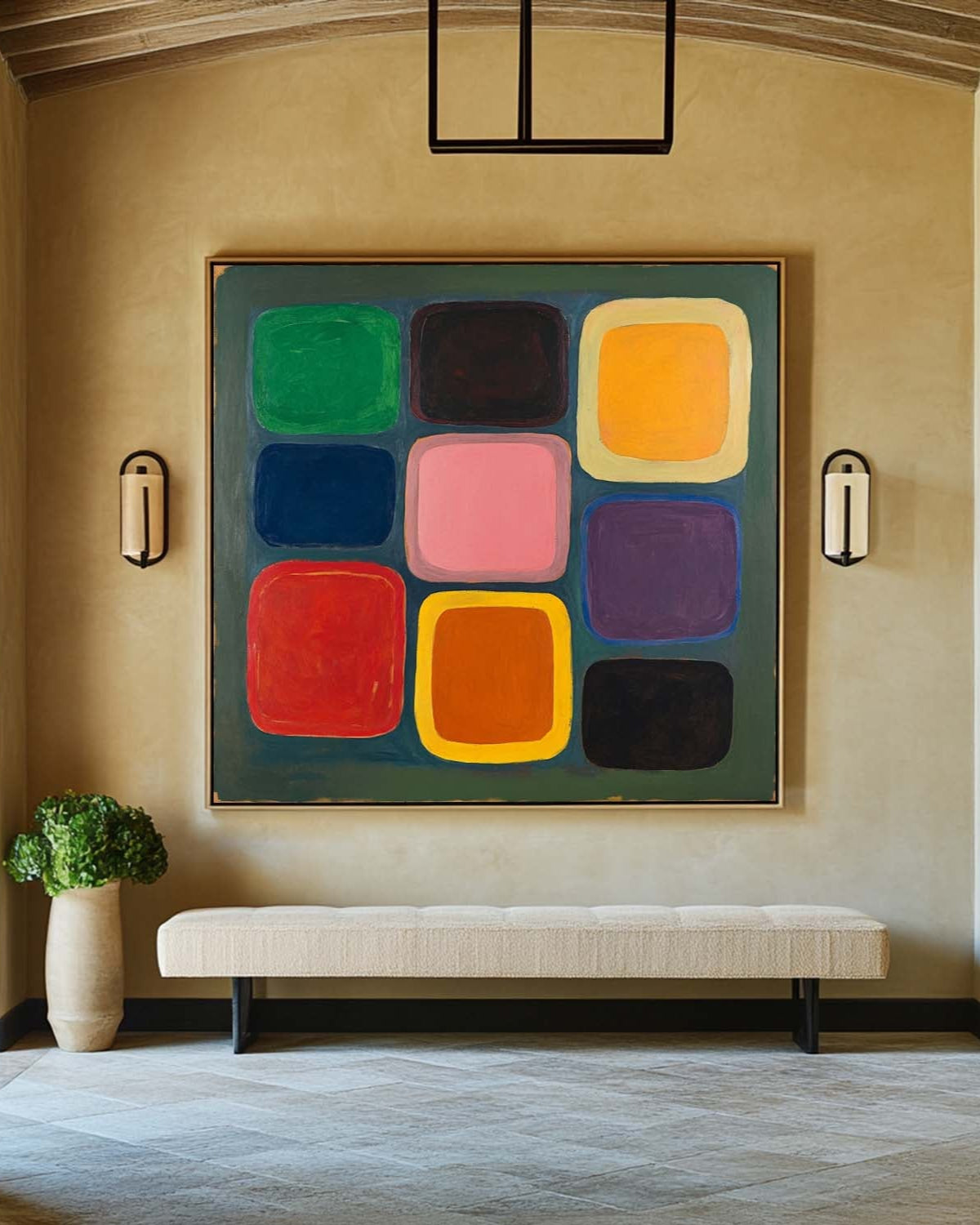 Multi‑Color Square Soft‑Edge Geometric‑Block Artwork