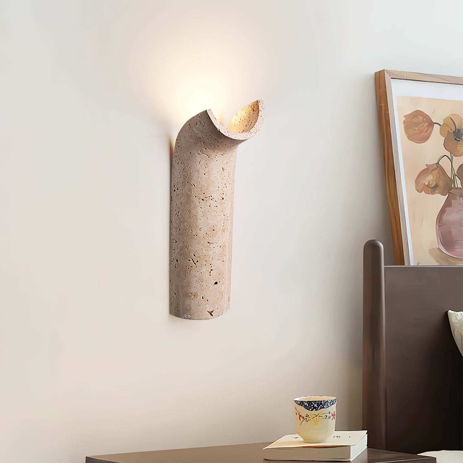 Lycoris Travertine Tapered Wall Light - Neutralighting