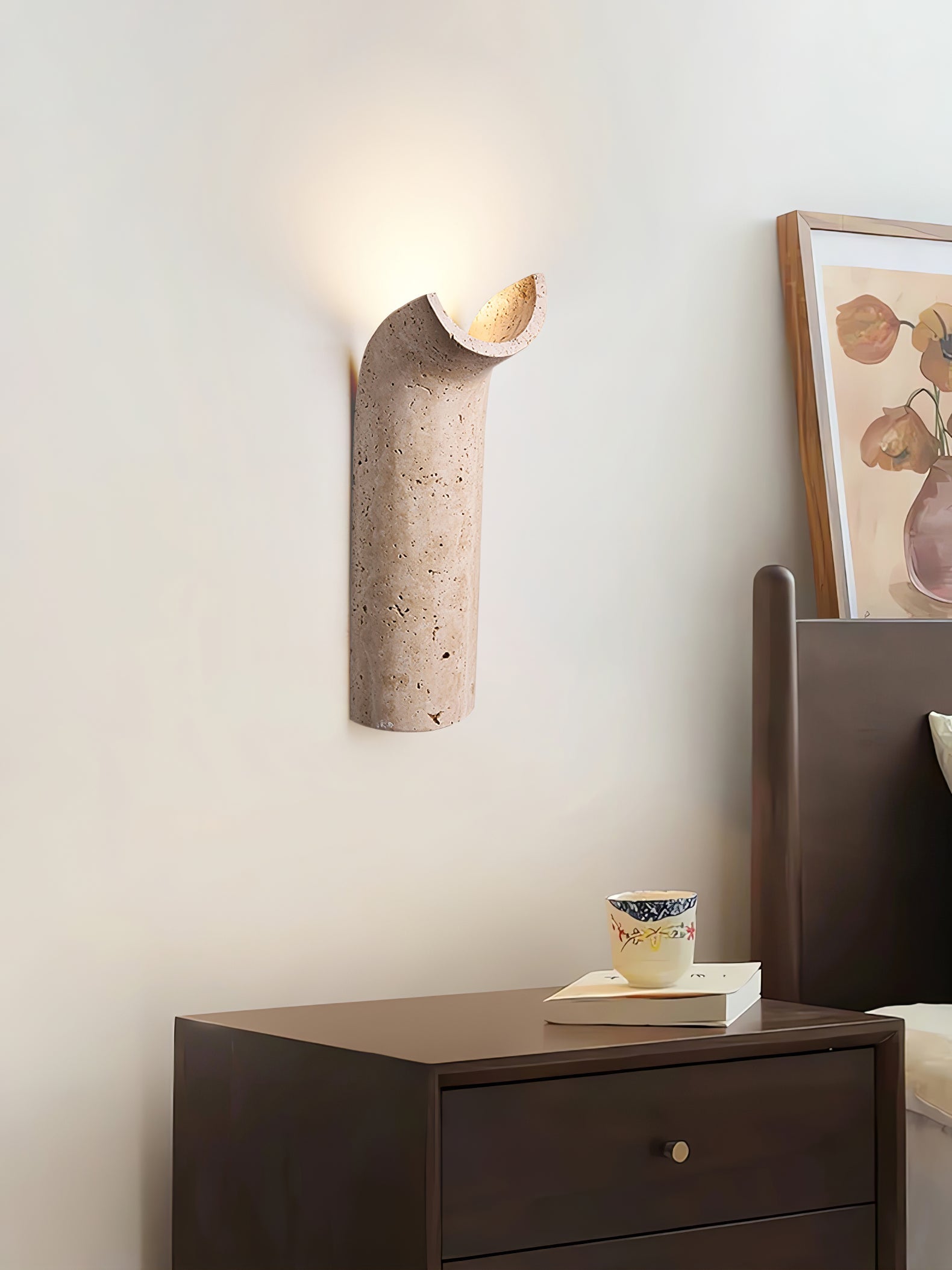 Lycoris Travertine Tapered Wall Light - Neutralighting