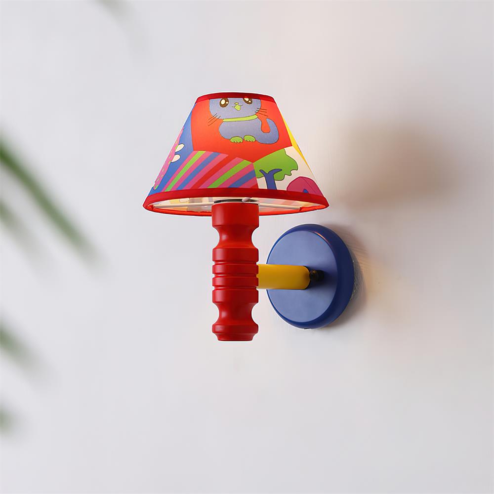 Wall Lamp with Cartoon Fabric Shade and Metal Arm Kids Room - Neutralighting