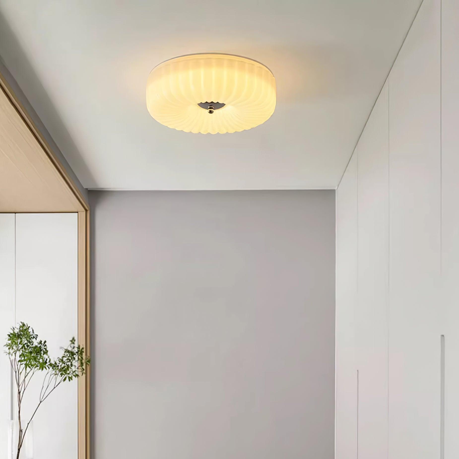 Mivone Cream Glass Flush Mount Ceiling Light - Neutralighting