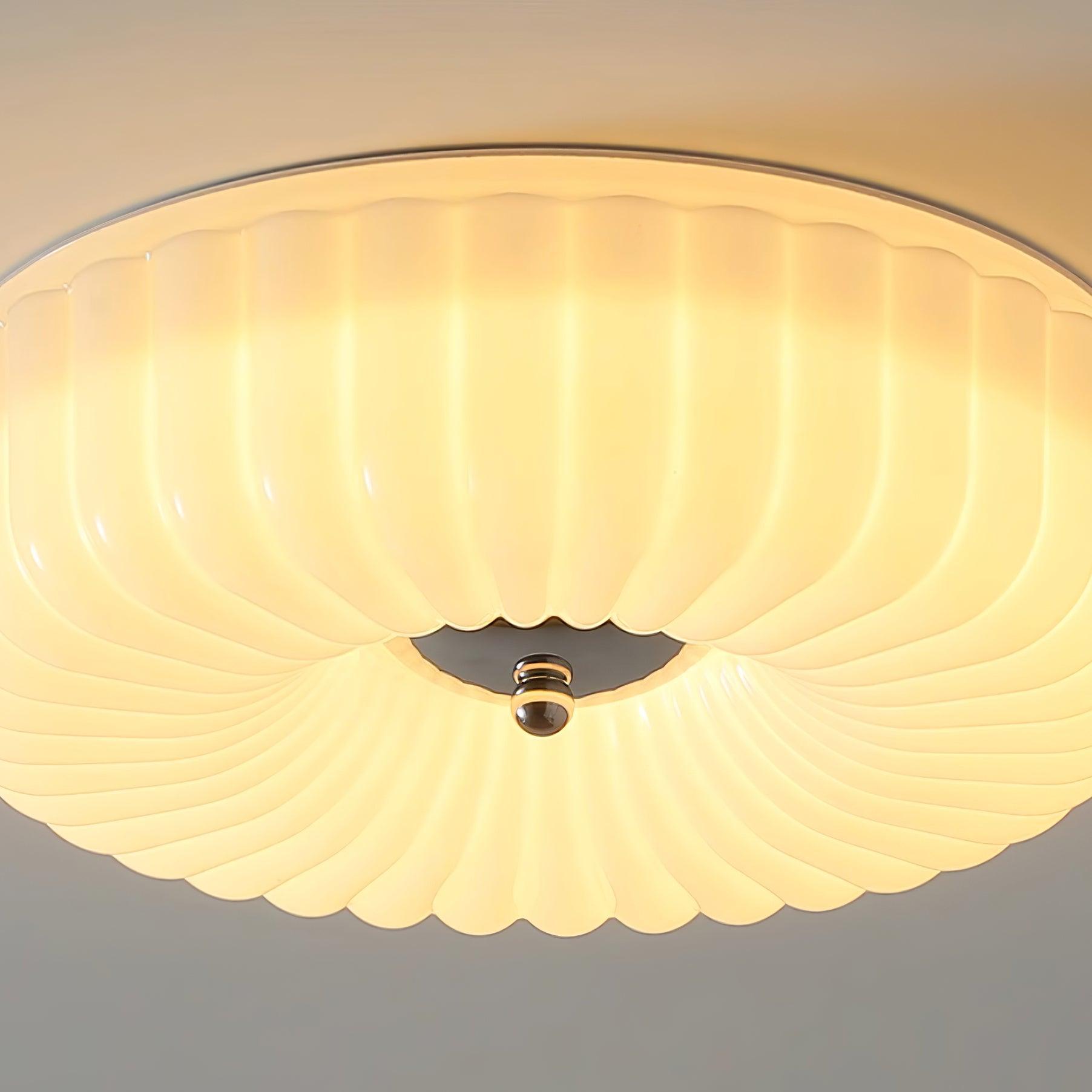 Mivone Cream Glass Flush Mount Ceiling Light - Neutralighting
