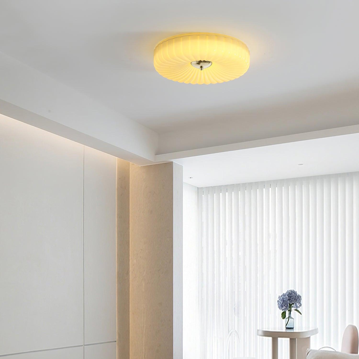 Mivone Cream Glass Flush Mount Ceiling Light - Neutralighting