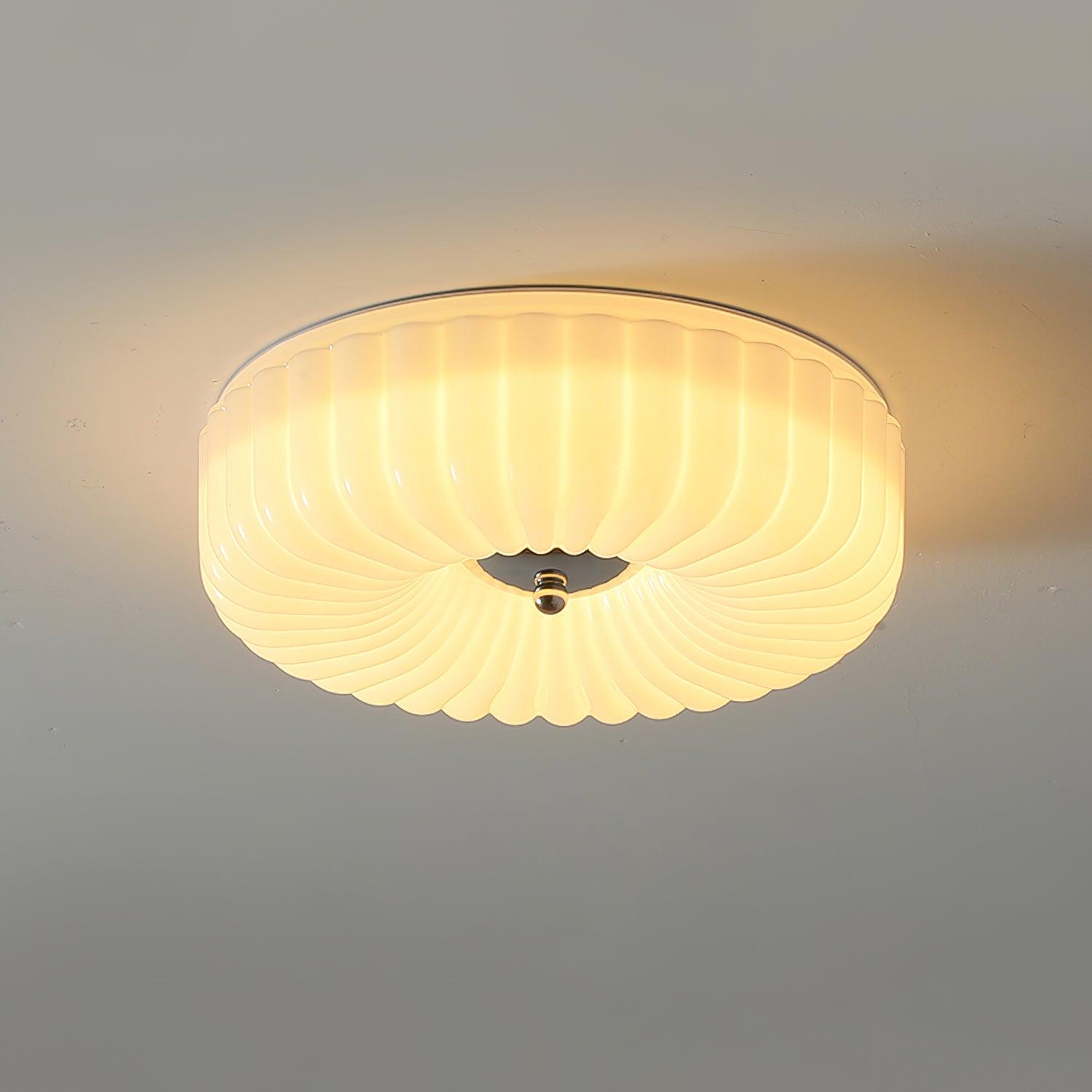 Mivone Cream Glass Flush Mount Ceiling Light - Neutralighting