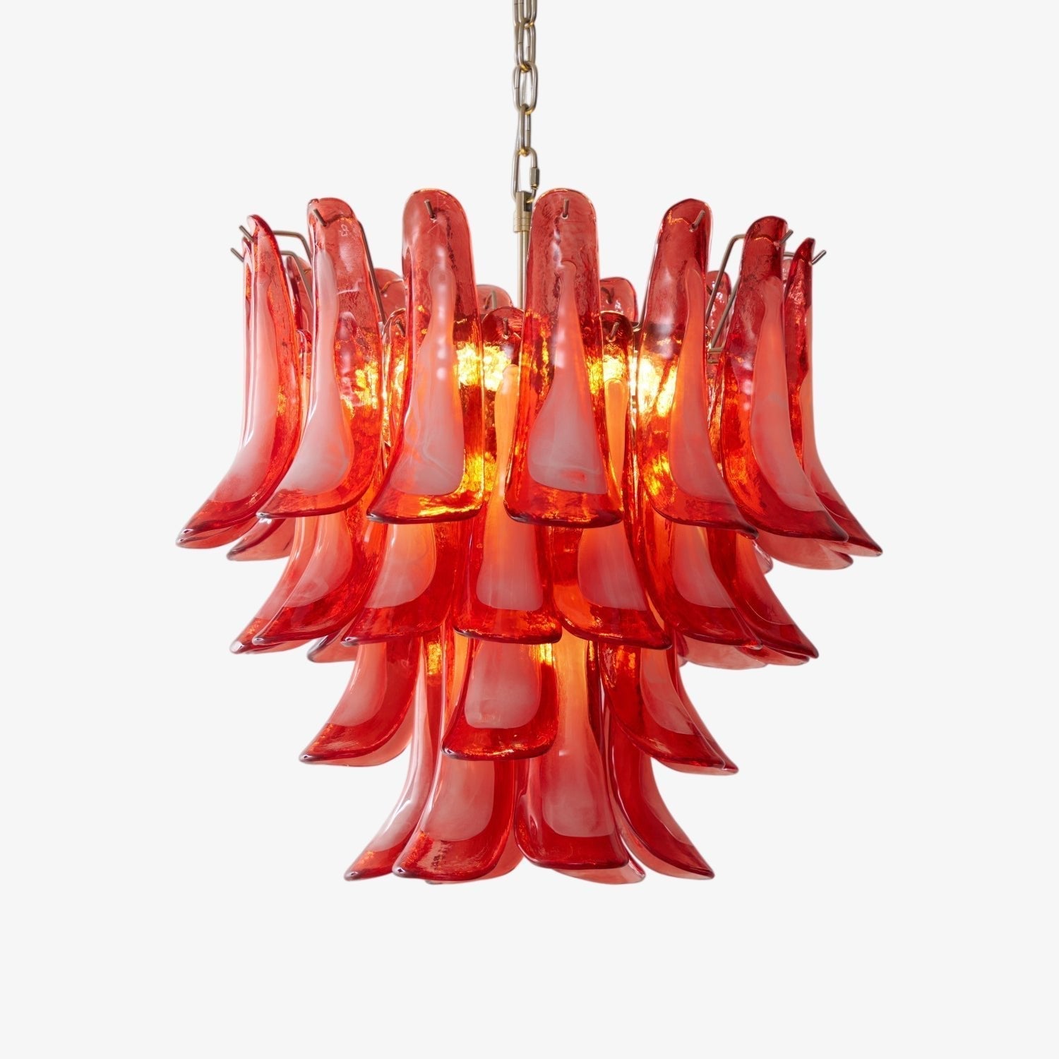 Aurora Chandelier Crimson Murano Glass Petals Layered Vintage