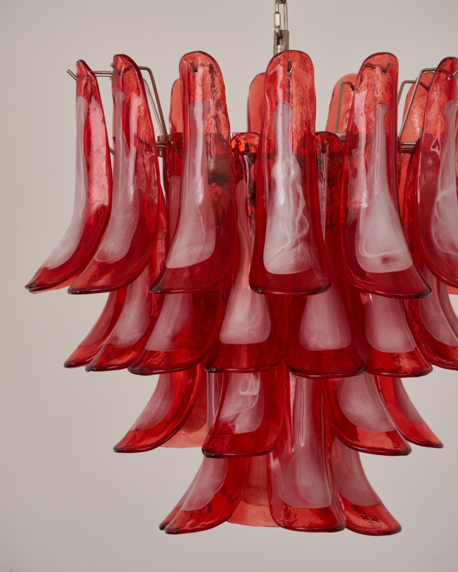 Aurora Chandelier Crimson Murano Glass Petals Layered Vintage