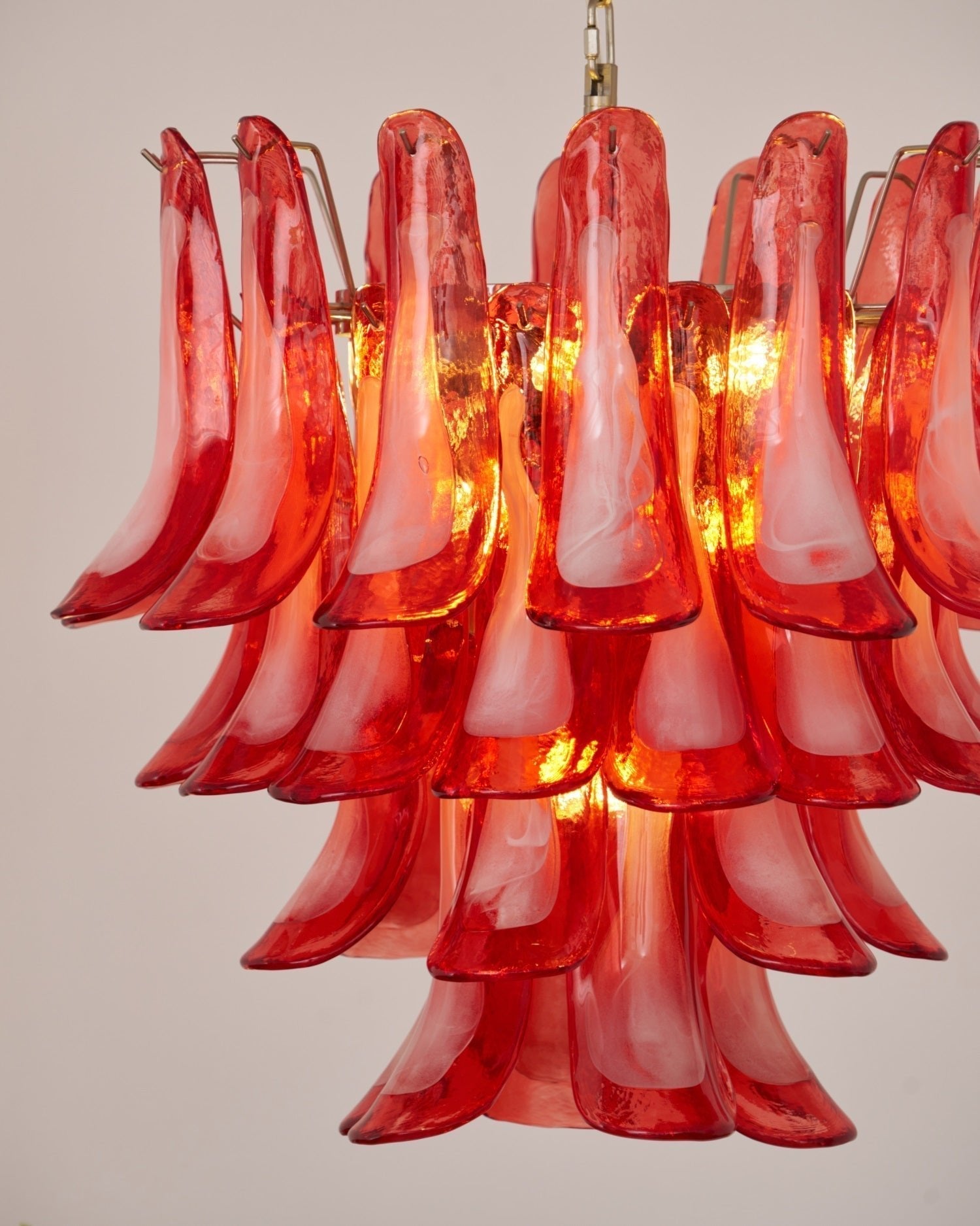 Aurora Chandelier Crimson Murano Glass Petals Layered Vintage