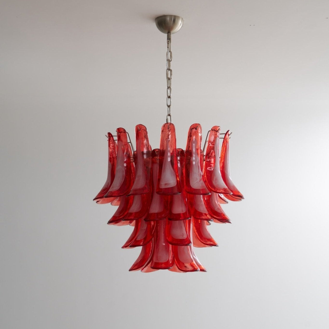 Aurora Chandelier Crimson Murano Glass Petals Layered Vintage