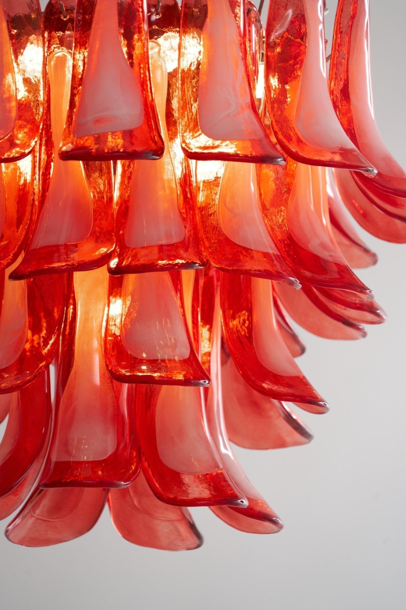 Aurora Chandelier Crimson Murano Glass Petals Layered Vintage