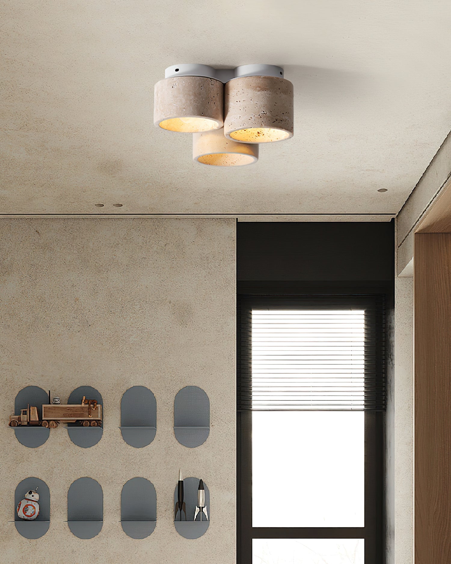 Ritta Ceiling Light 3 head Travertine - Neutralighting
