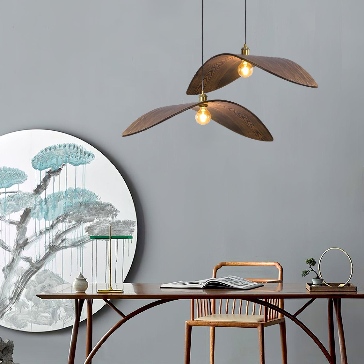 Muto Curved Art Pendant Light, Metal & Wood - Neutralighting