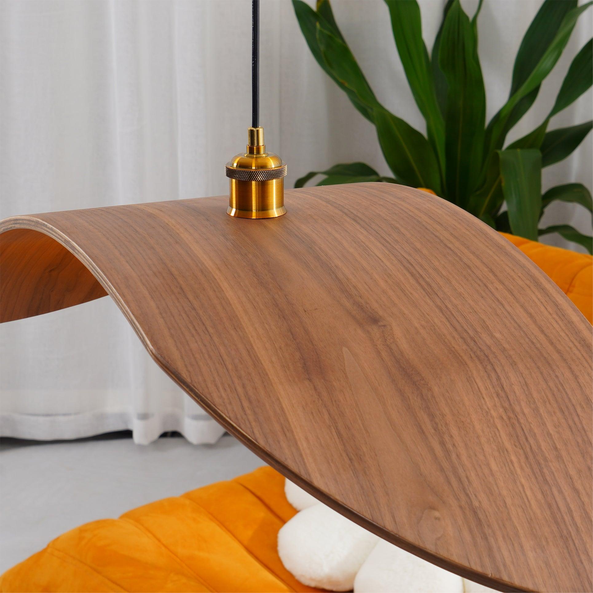 Muto Curved Art Pendant Light, Metal & Wood - Neutralighting