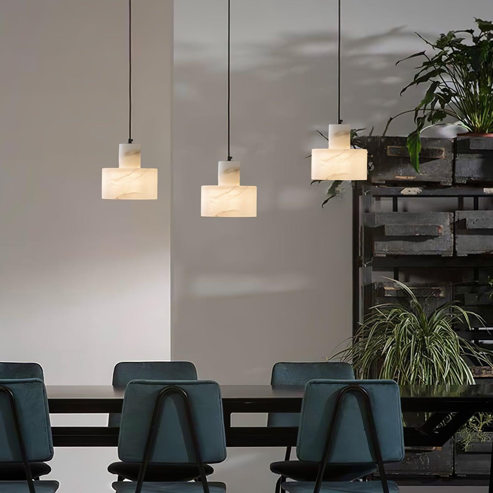 Alabaster Pendant Lgiht Dual Cylindrical - Neutralighting