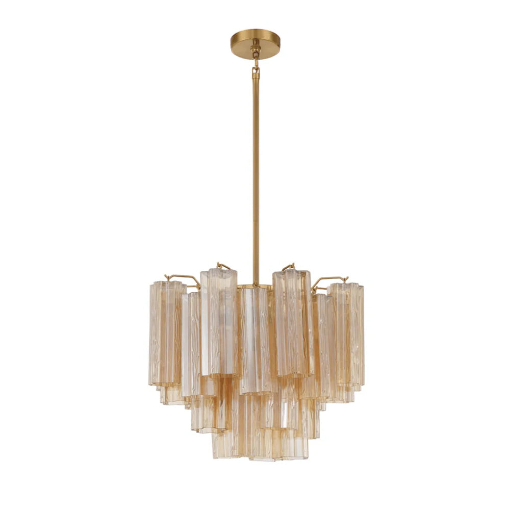 Lustra Murano Chandelier Glass Tube Layered Amber
