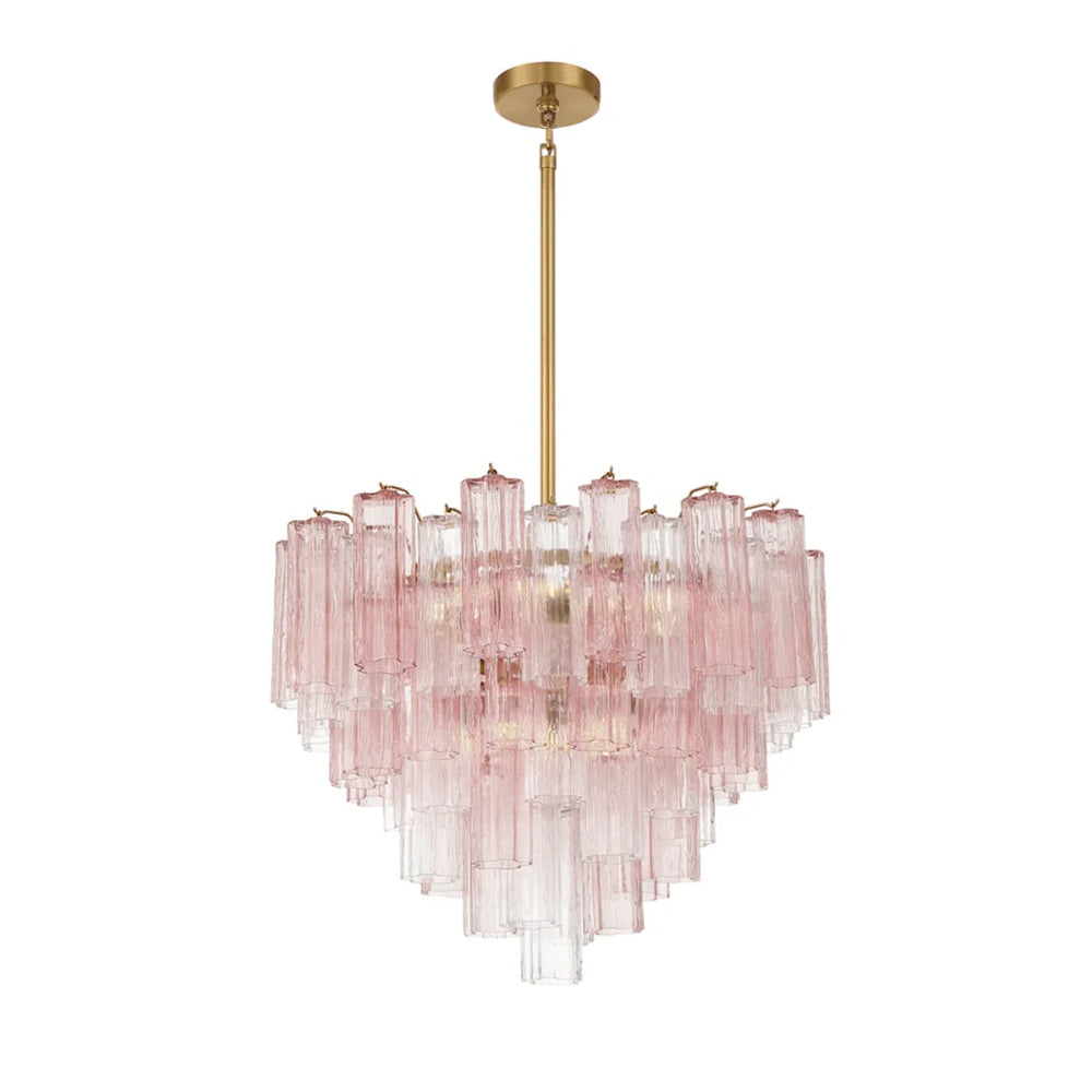 Lustra Murano Chandelier Glass Tube Layered Amber
