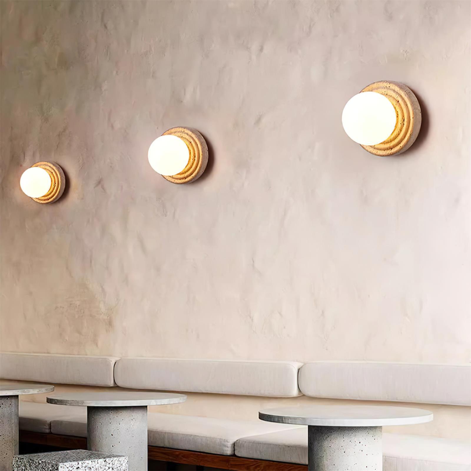 Dahlia Round Wall Lamp Travertine - Neutralighting