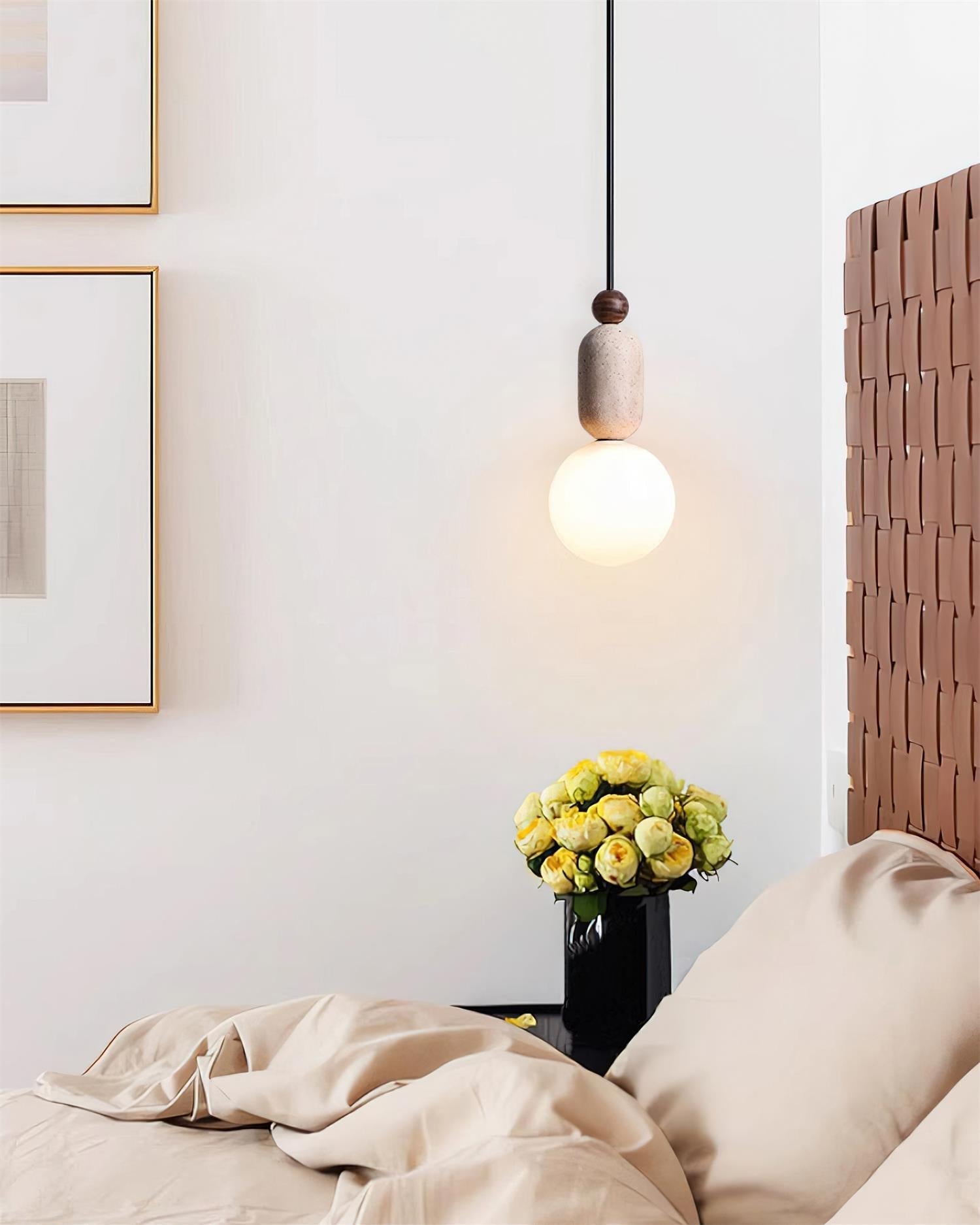 Gavon Glass & Travertine Pendant Lamp - Neutralighting