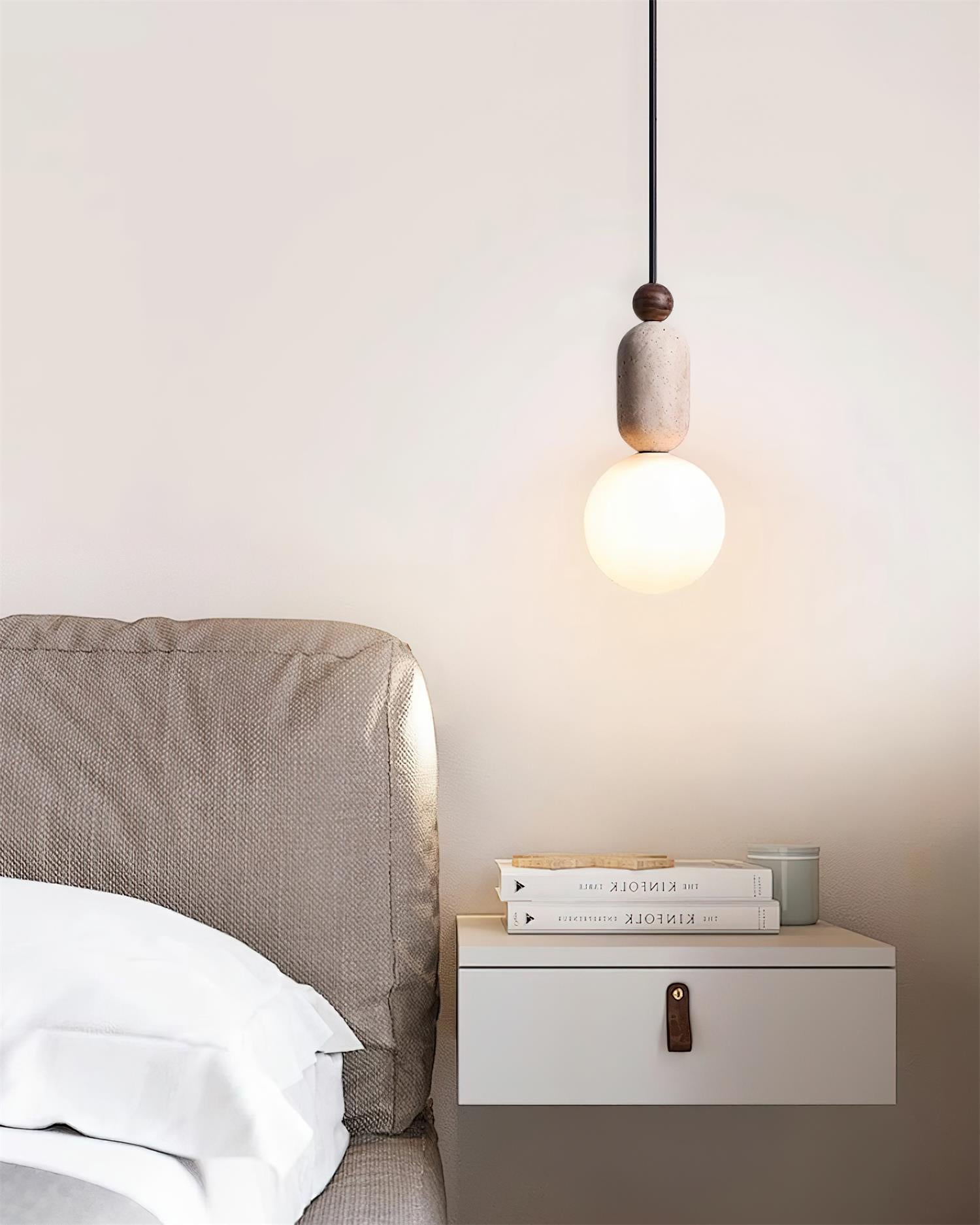 Gavon Glass & Travertine Pendant Lamp - Neutralighting