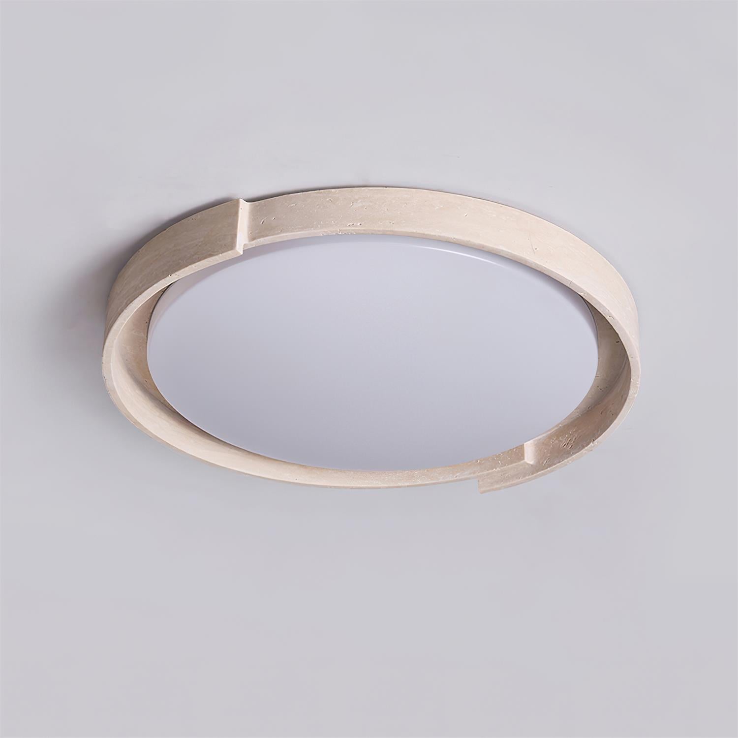 Juvio Minimalist Round Travertine Ceiling Light - Neutralighting