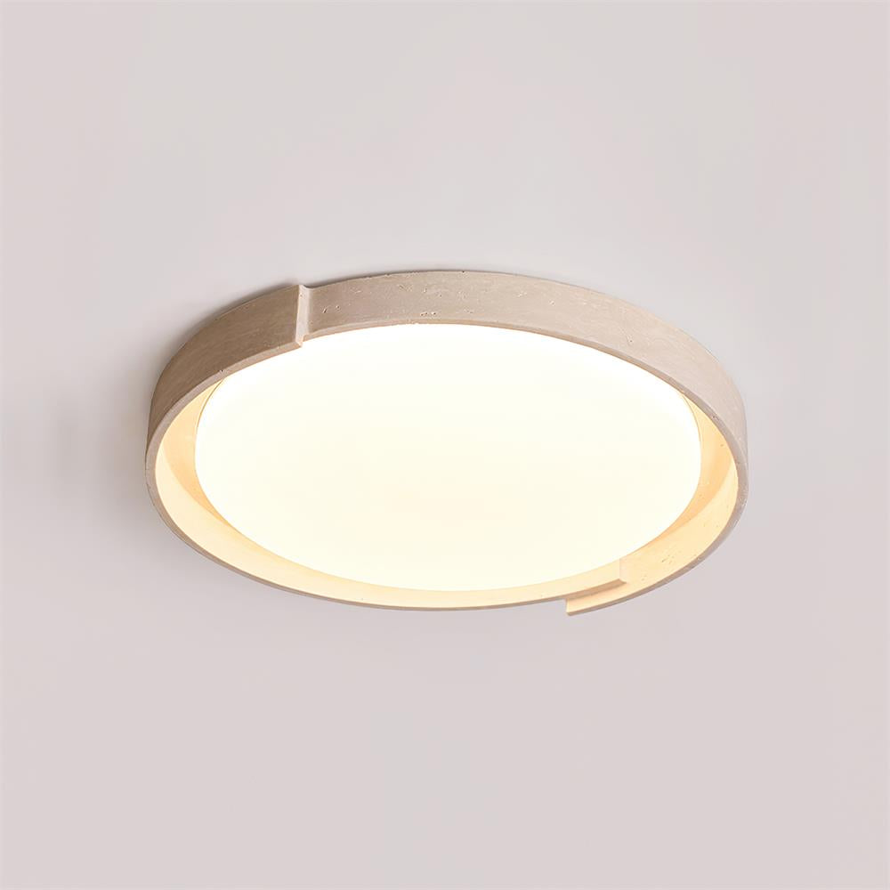 Juvio Minimalist Round Travertine Ceiling Light - Neutralighting